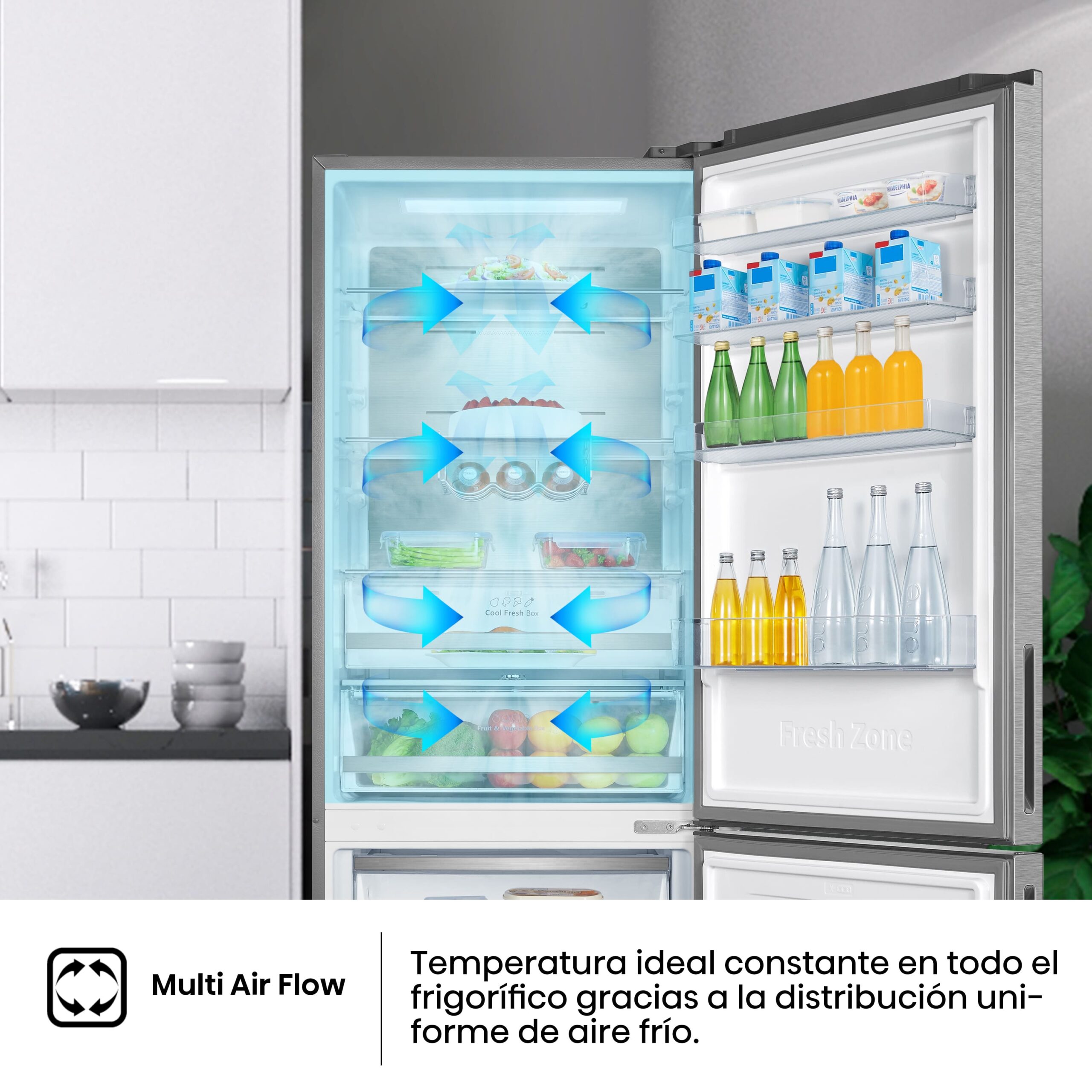 Hisense - RB645N4BID – Frigorífico Combi 2 Puertas, Clase D , 495L, Inox