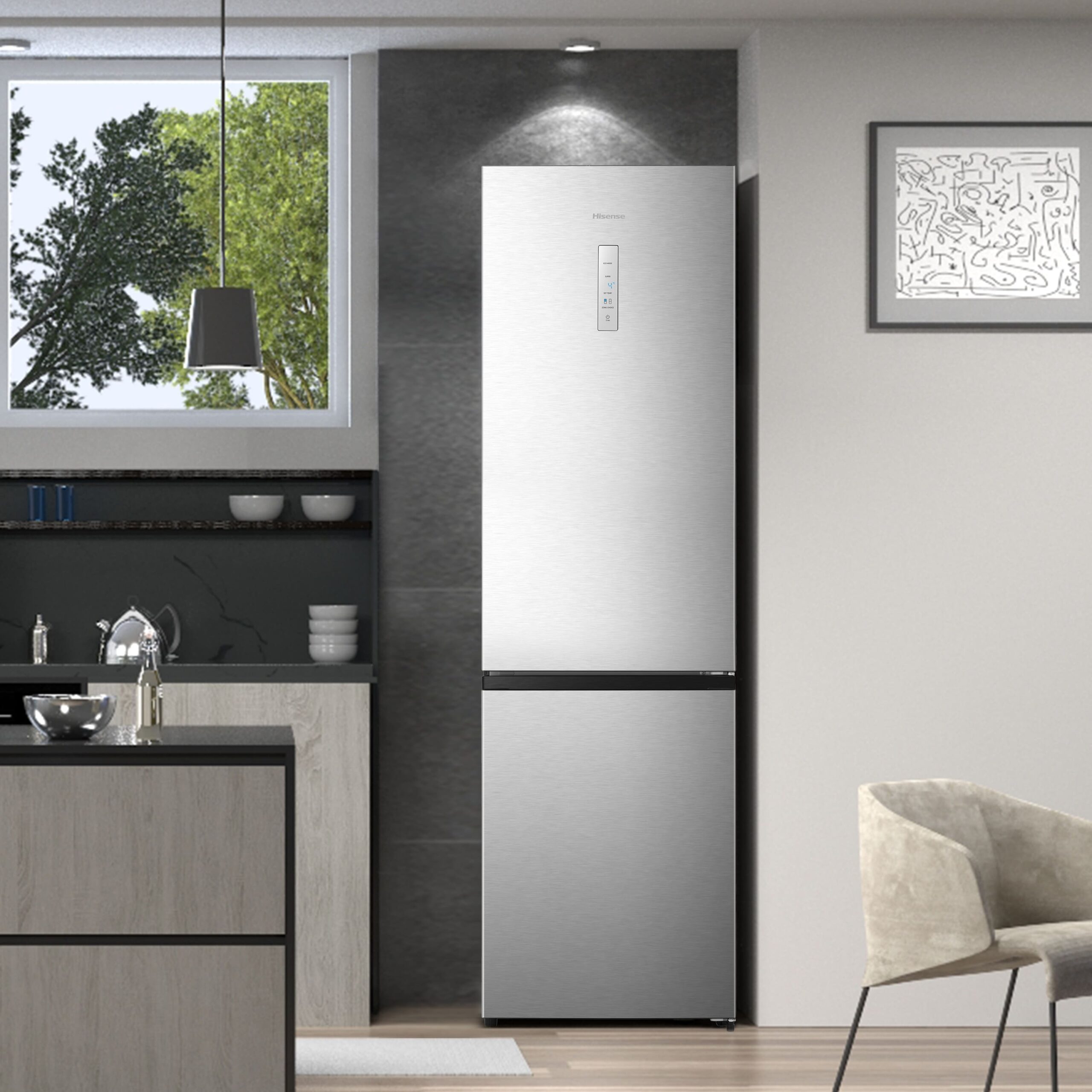 Hisense - RB440N4ACD – Frigorífico Combi 2 Puertas, Clase D , 336L, Inox