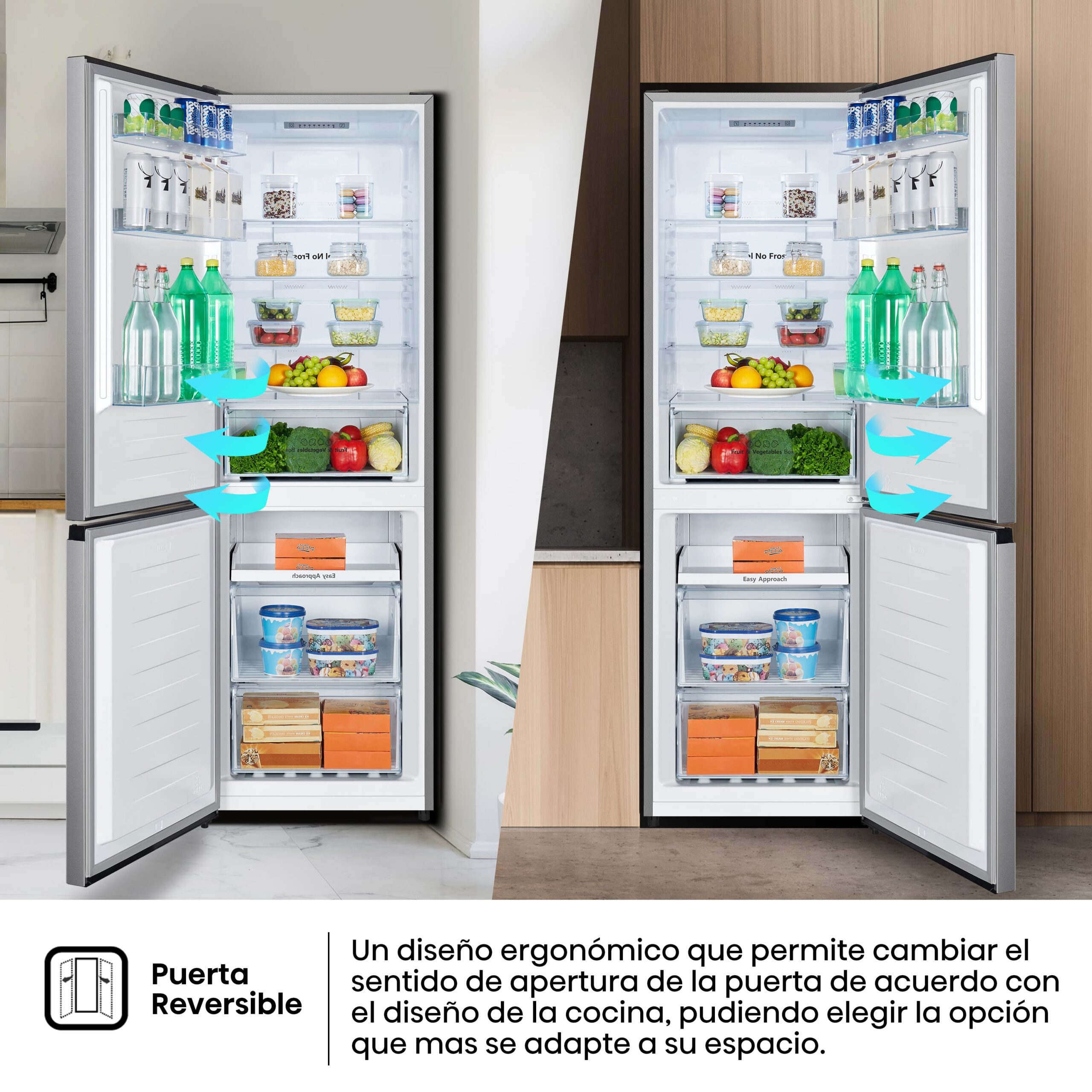 Hisense - RB390N4ACE – Frigorífico Combi 2 Puertas, Clase E, 304L, Inox