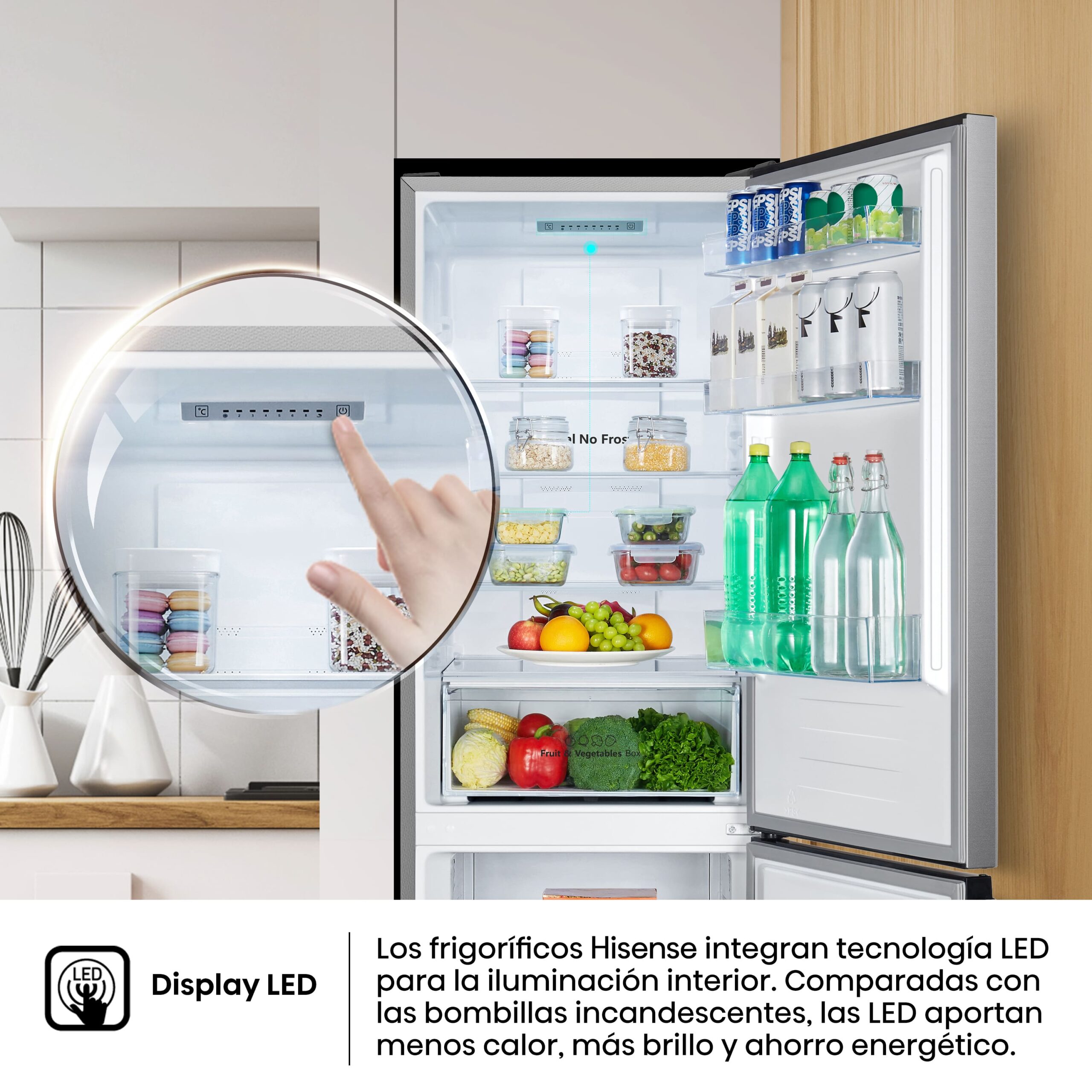 Hisense - RB390N4ACE – Frigorífico Combi 2 Puertas, Clase E, 304L, Inox