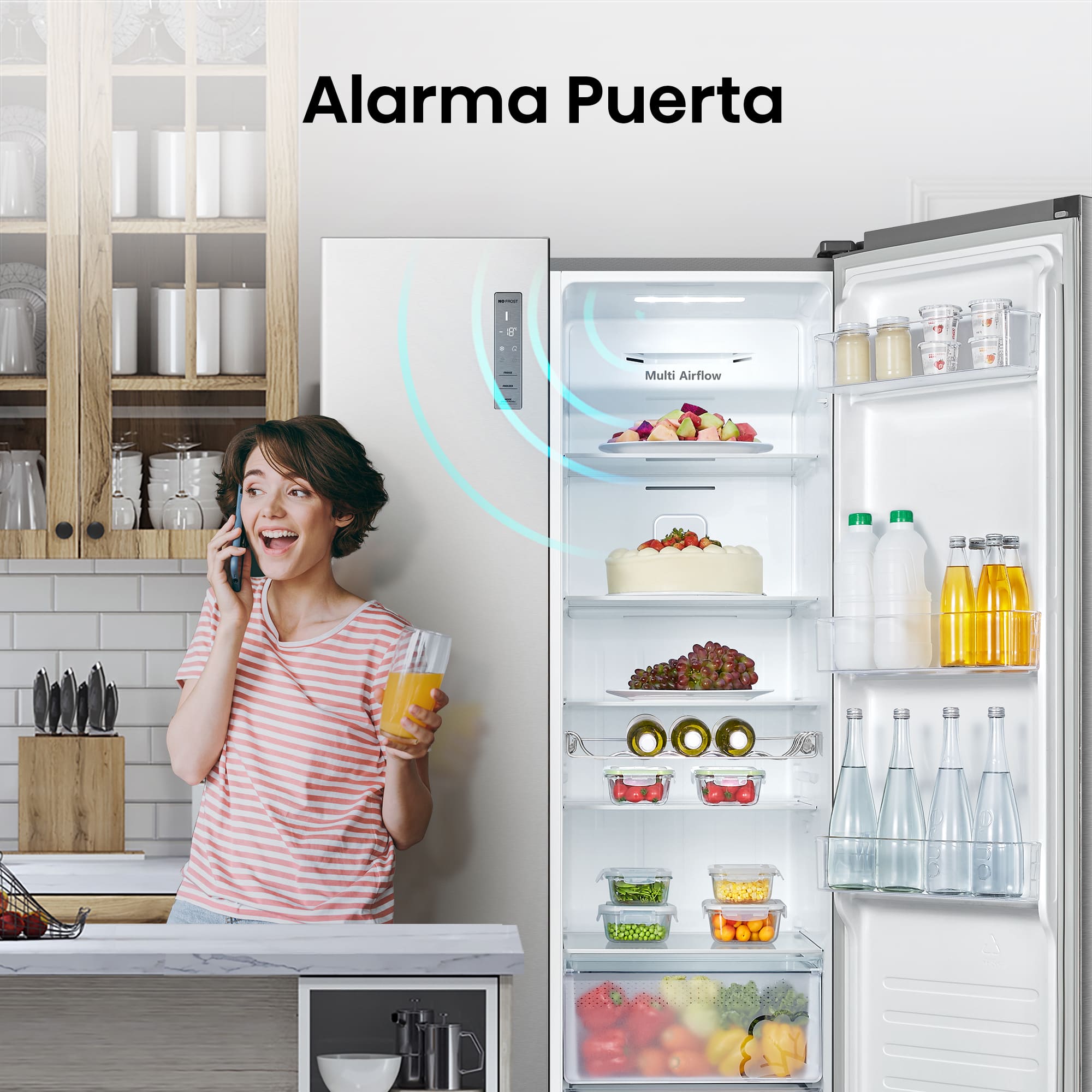 Hisense - RS677N4BIE – Frigorífico Americano Side By Side, Clase E , 519L, Inox