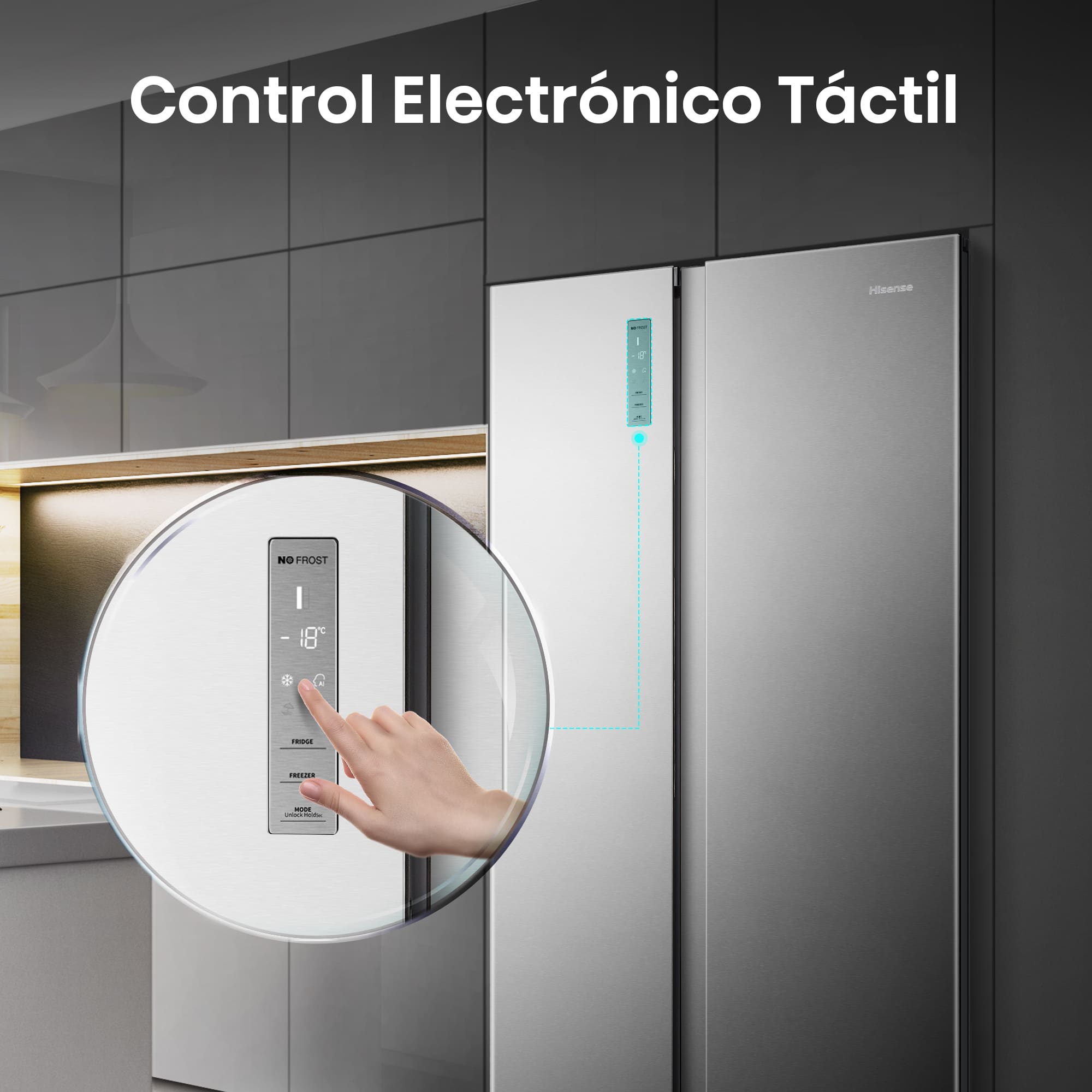 Hisense - RS677N4BIE – Frigorífico Americano Side By Side, Clase E , 519L, Inox