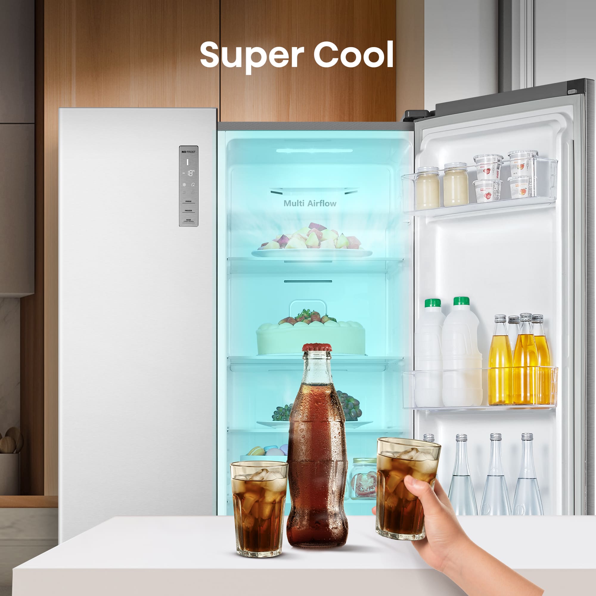 Hisense - RS677N4BIE – Frigorífico Americano Side By Side, Clase E , 519L, Inox