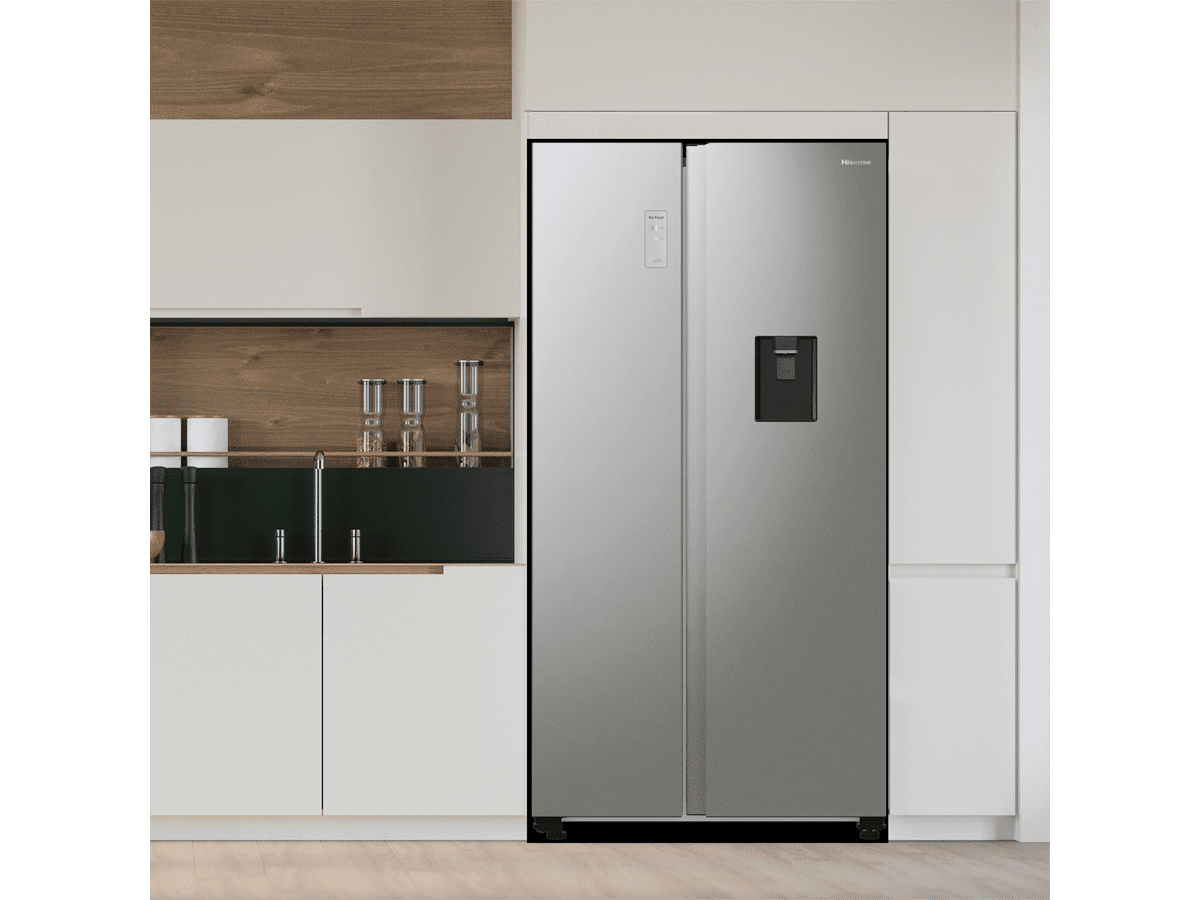 Hisense - RS711N4WCE – Frigorífico Americano Side By Side, Clase E , 547L, Inox