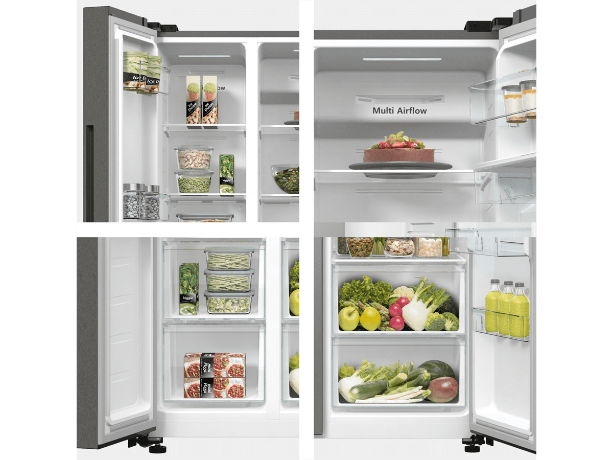 Hisense - RS711N4WCE – Frigorífico Americano Side By Side, Clase E , 547L, Inox