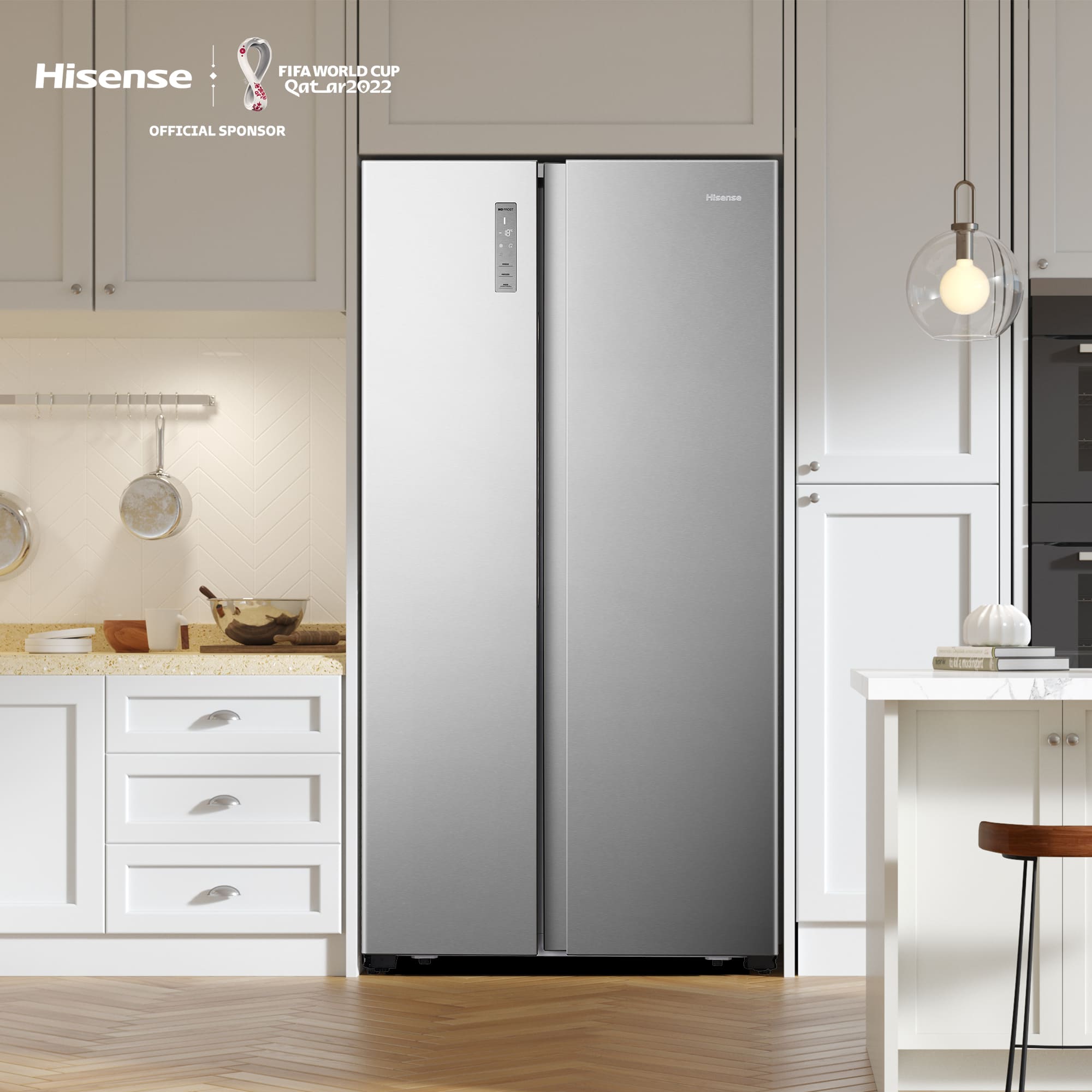 Hisense - RS677N4BIE – Frigorífico Americano Side By Side, Clase E , 519L, Inox