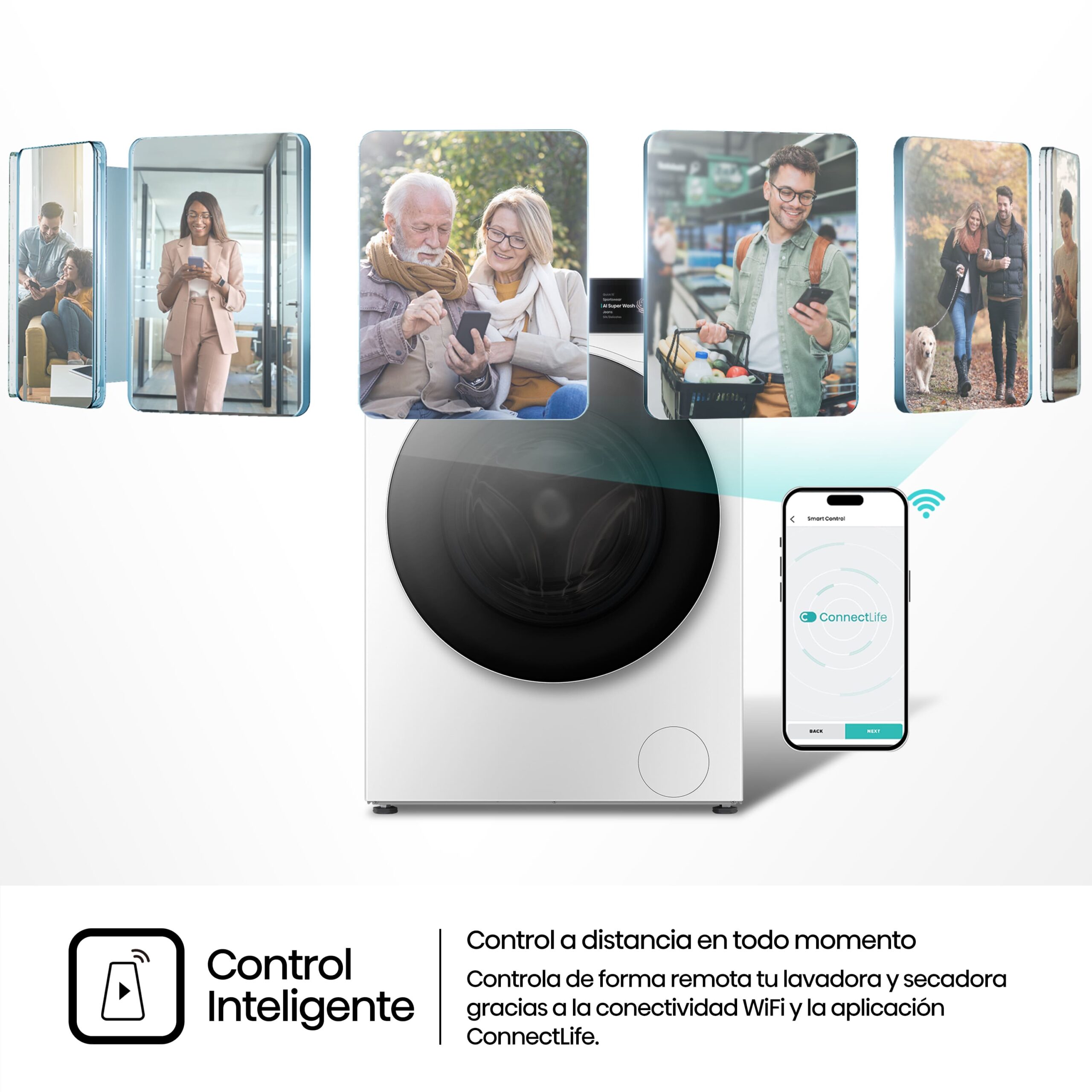 Hisense - WF7S1247BW – Lavadora inteligente, Clase A, 12 Kg, 1400 rpm, Blanco