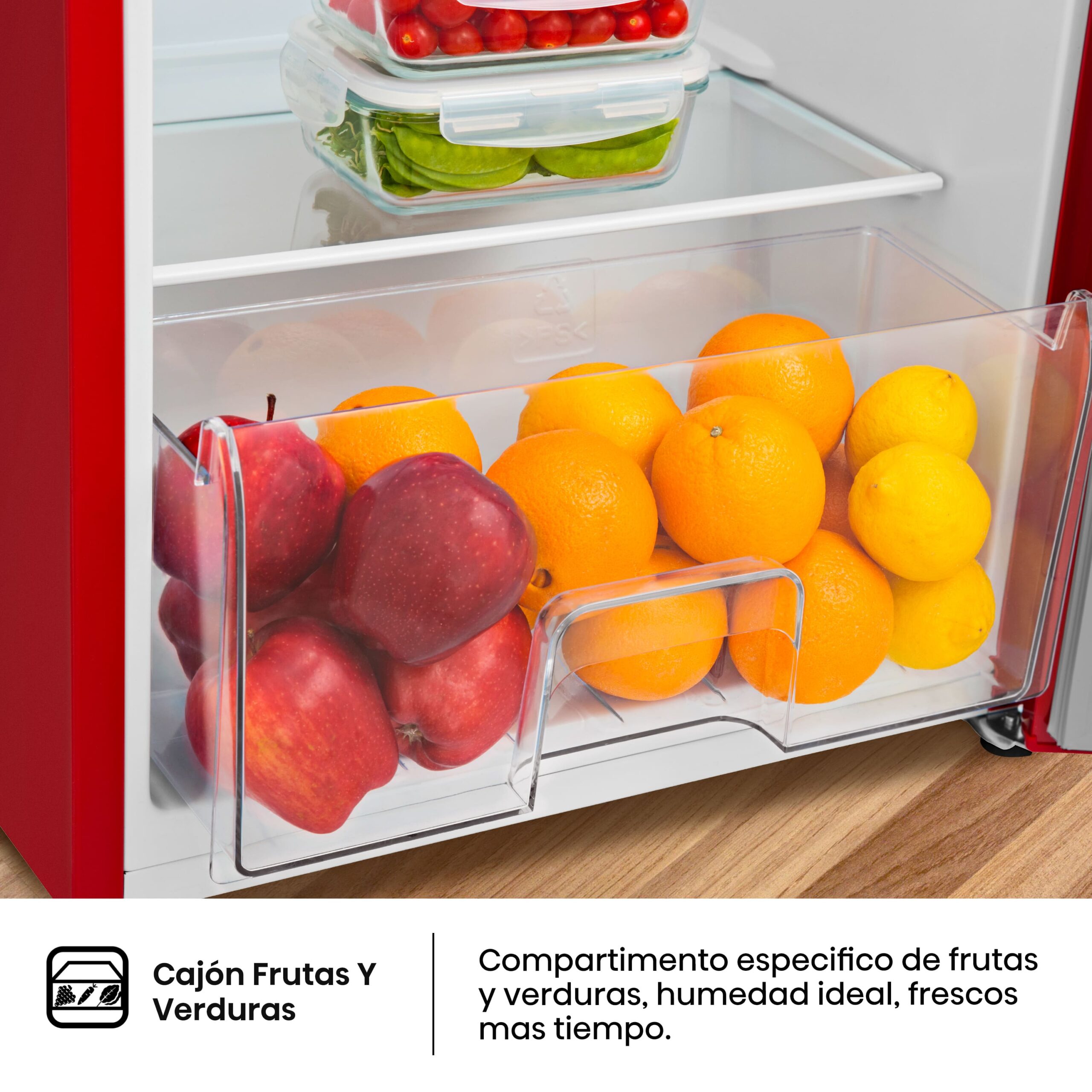 Hisense - RR220D4BRE – Frigorífico 1 Puerta, Clase E, 165L, Rojo