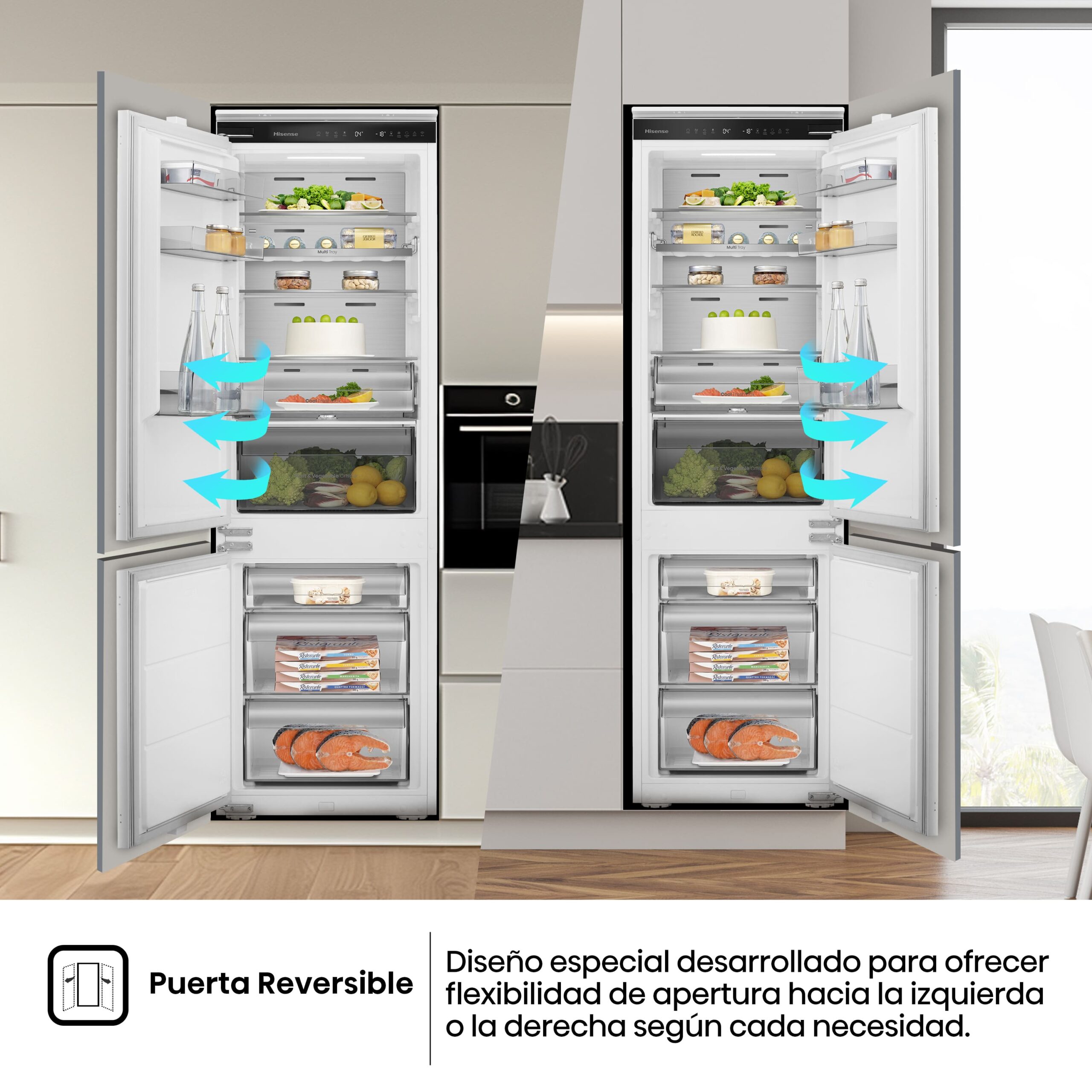 Hisense - RB3B250SAWE – Frigorífico Combi Integración, Puerta Fija, Clase E, 252L
