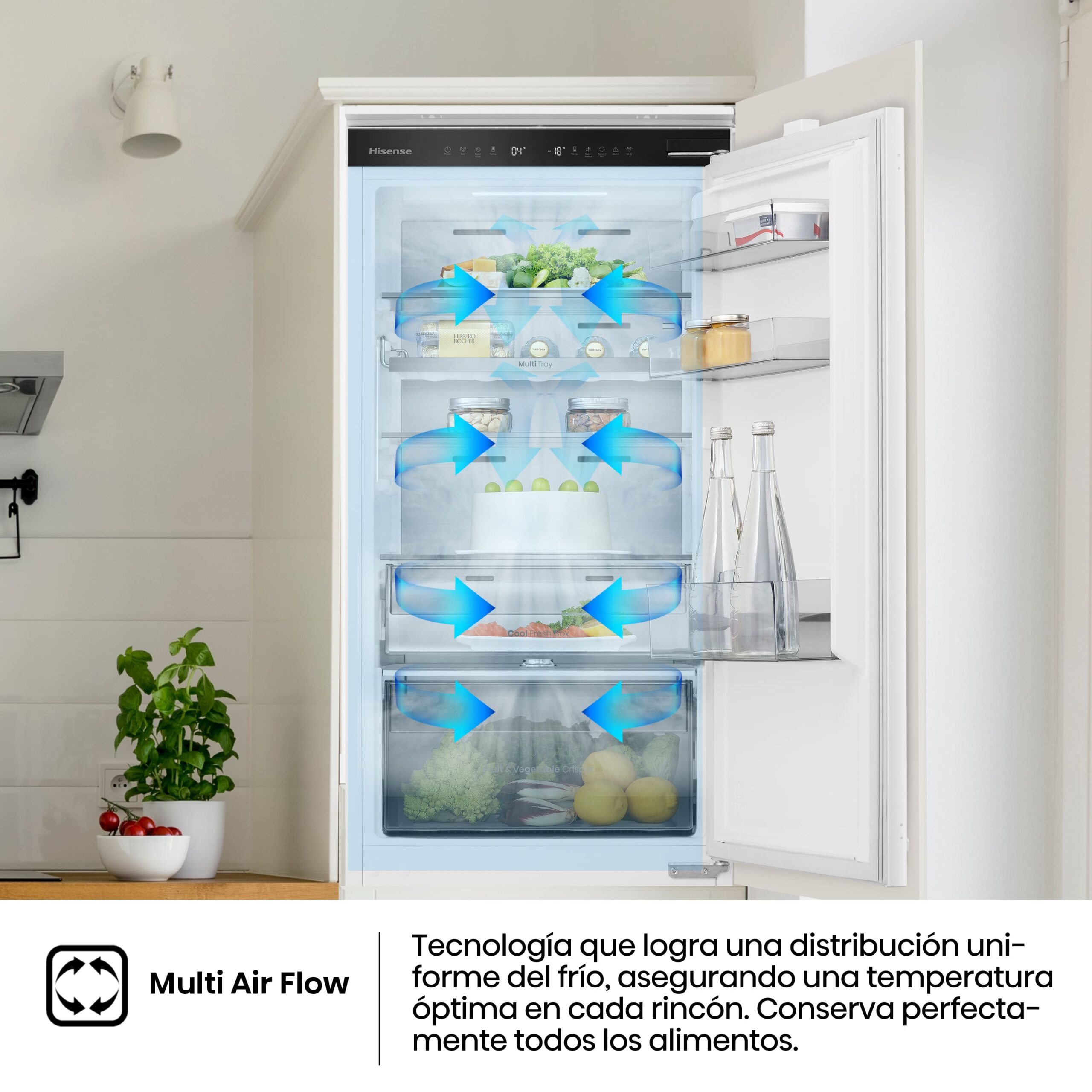 Hisense - RB3B250SAWE – Frigorífico Combi Integración, Puerta Fija, Clase E, 252L