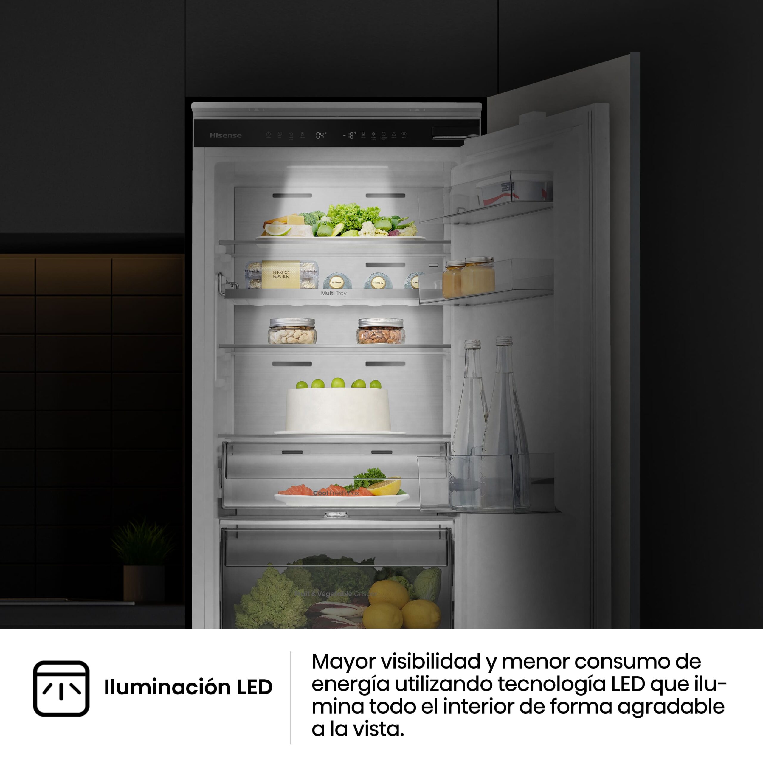 Hisense - RB3B250SAWE – Frigorífico Combi Integración, Puerta Fija, Clase E, 252L