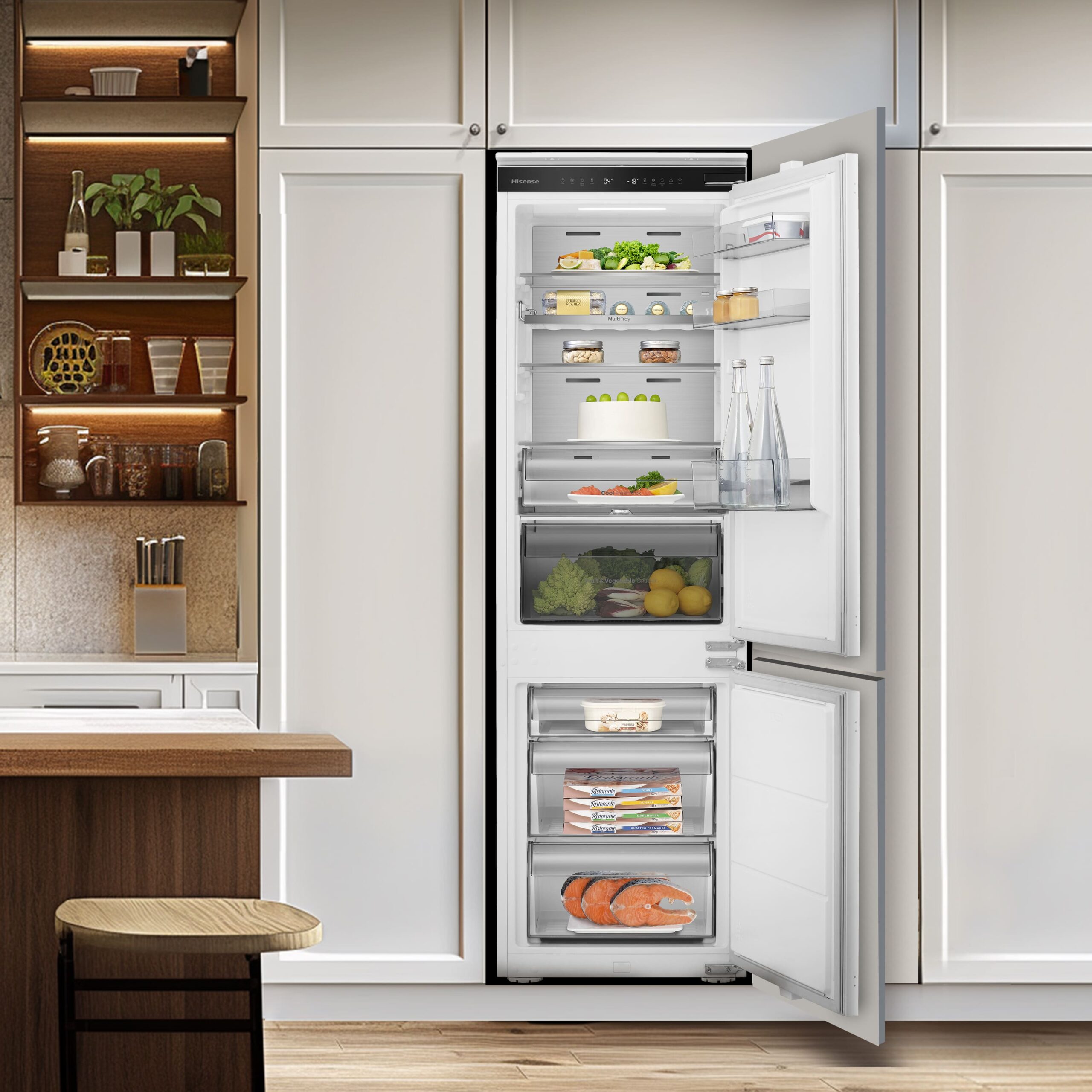 Hisense - RB3B250SAWE – Frigorífico Combi Integración, Puerta Fija, Clase E, 252L