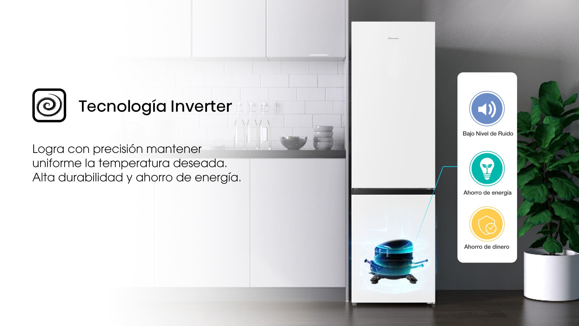 Frigorifero Combinato Hisense RB440N4AWC – 336L, Classe C, 60x202 Cm, Multi Air Flow, Porta Reversibile, Congelamento Rapido