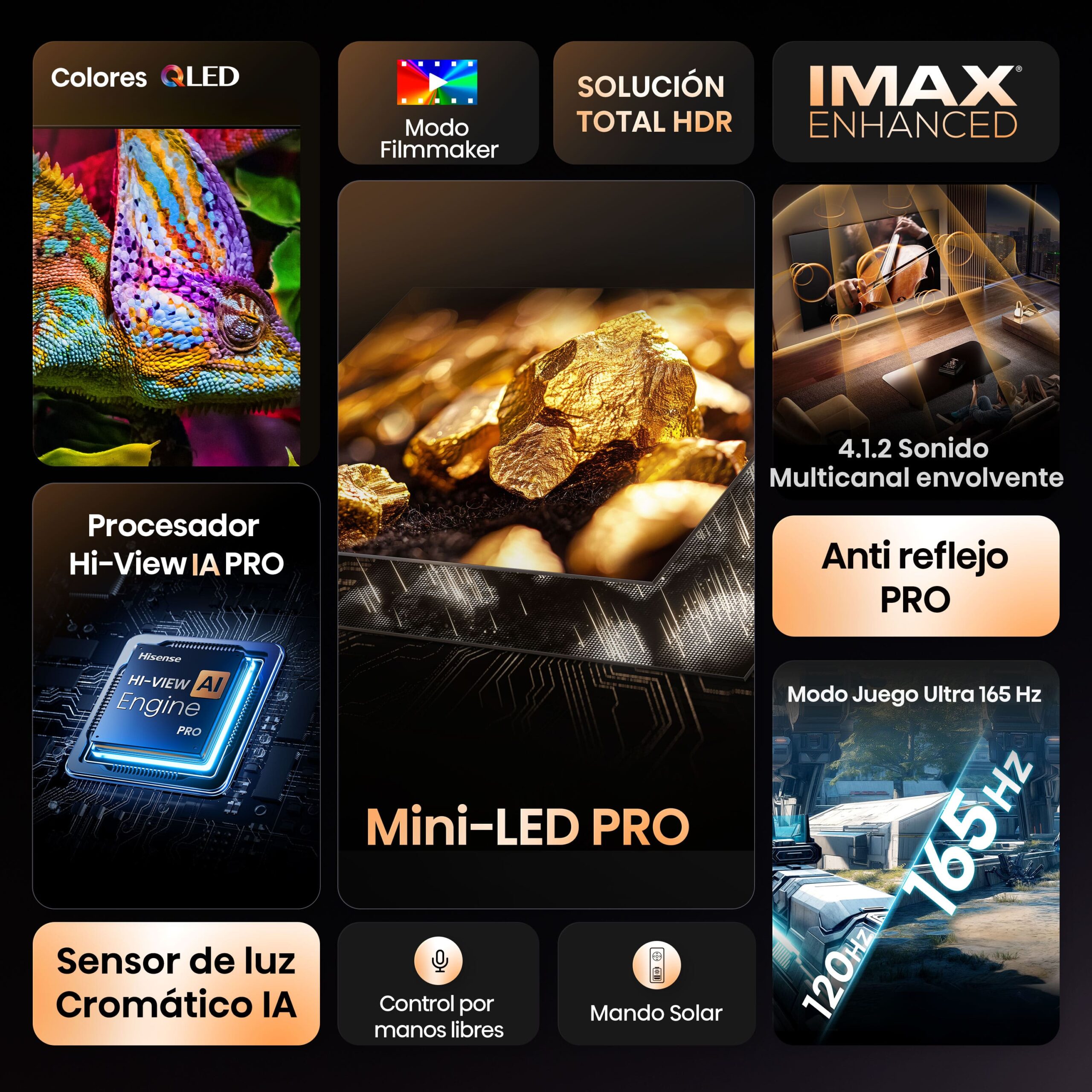Hisense - Serie U8Q Mini-LED TV 65U8Q, 65 pulgadas con Quantum Dot Colour