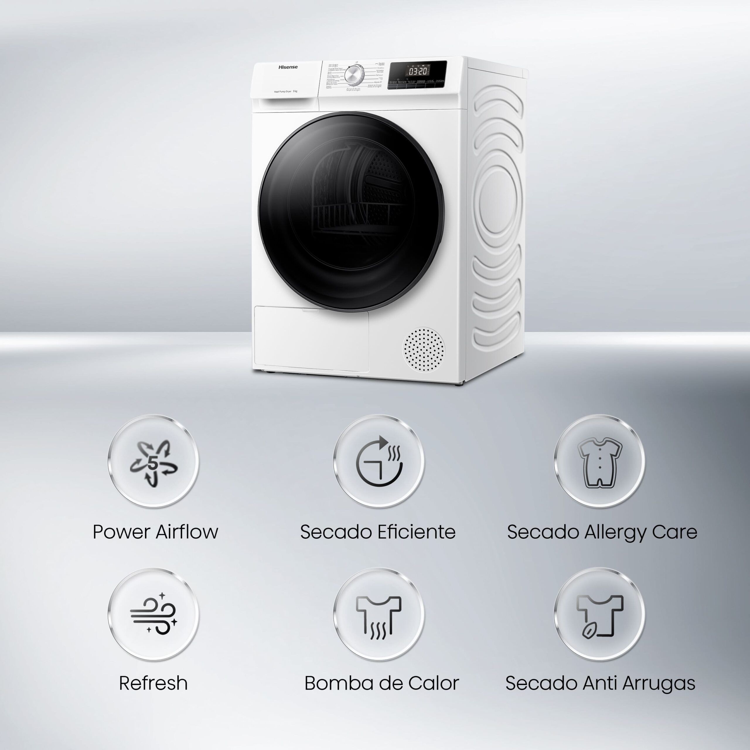 Hisense - DHQA902U – Secadora, Clase A++, 9 Kg, Blanco