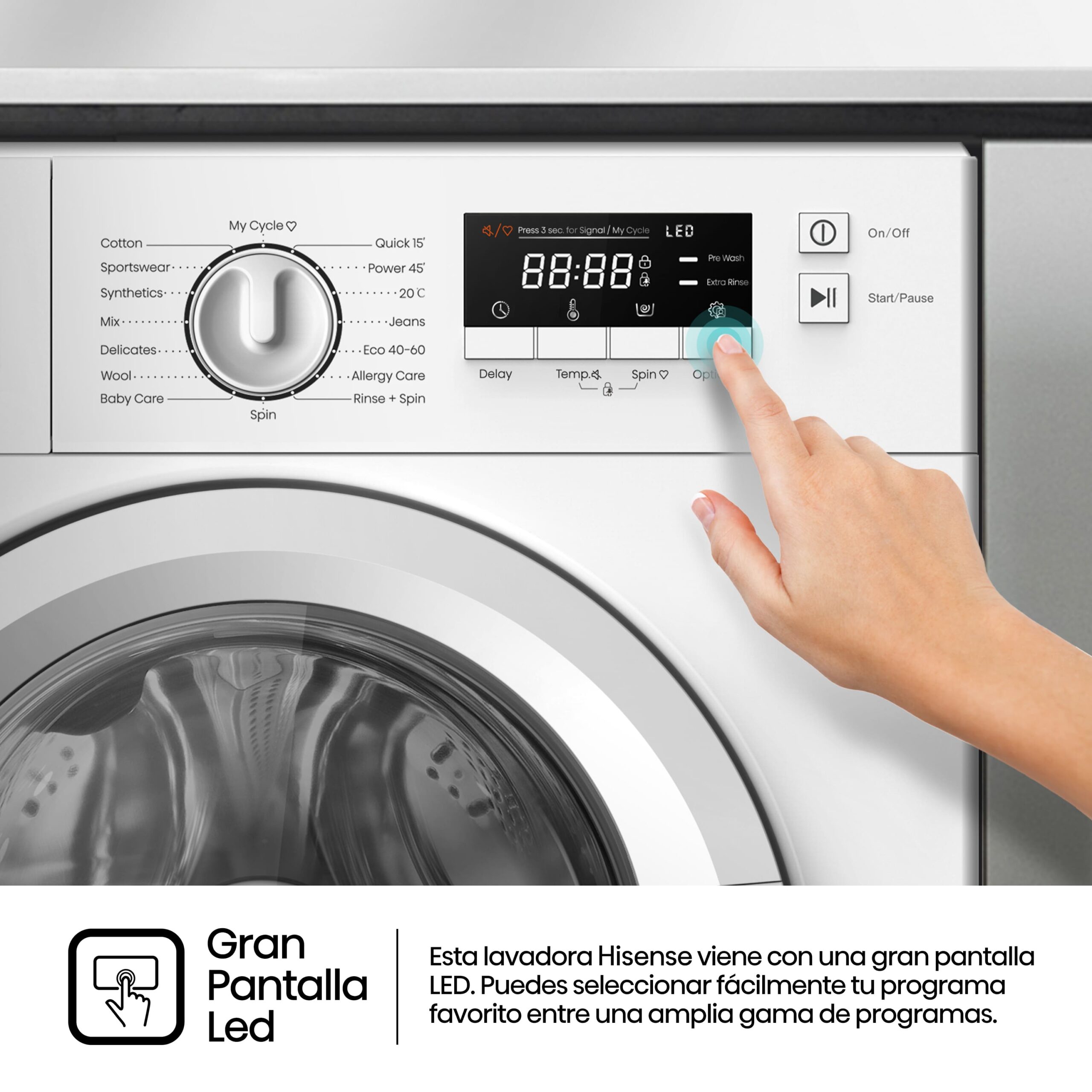 Hisense - WF3M841BWIES – Lavadora, Clase A, 8 Kg, 1400 rpm, Blanco