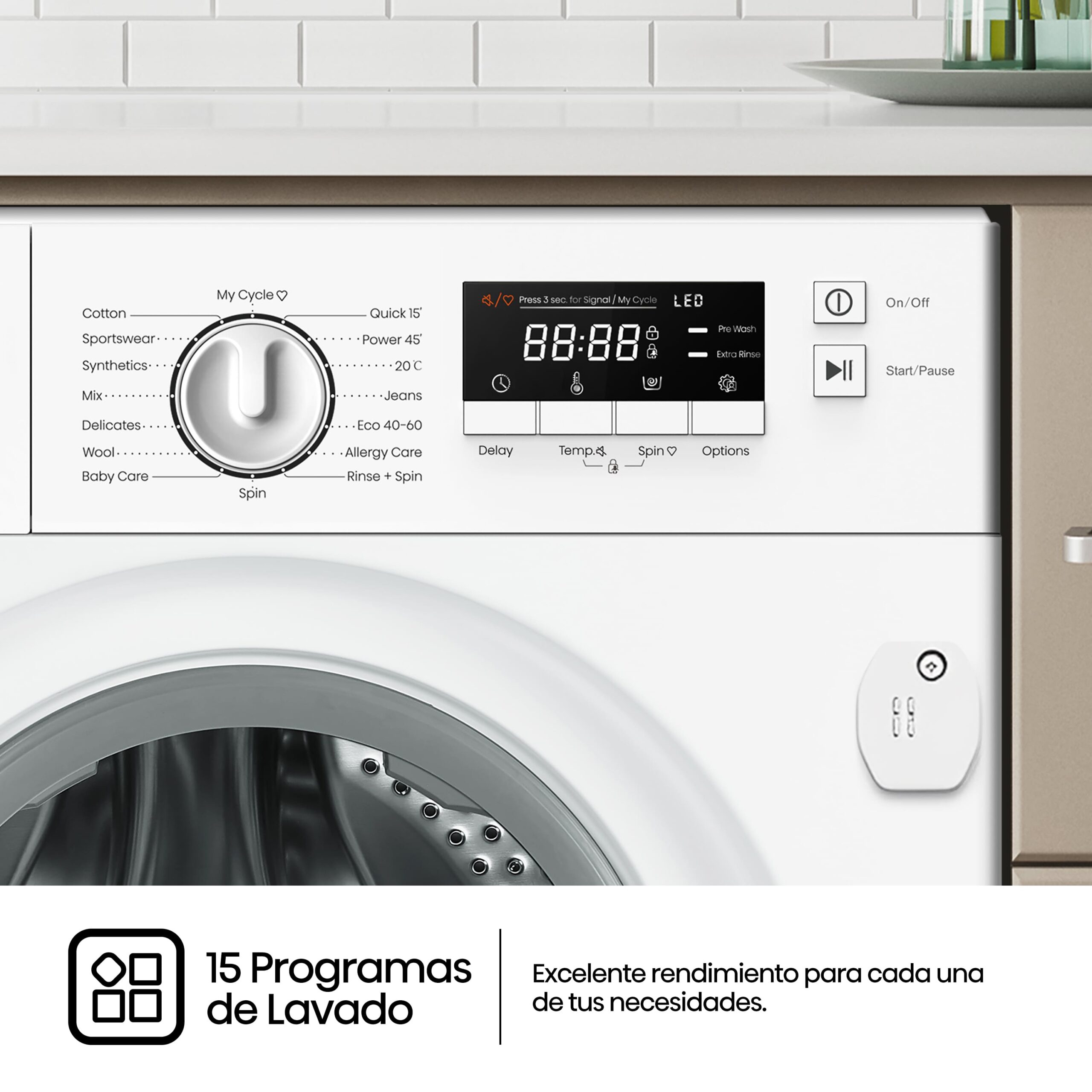 Hisense - WF3M841BWIES – Lavadora, Clase A, 8 Kg, 1400 rpm, Blanco