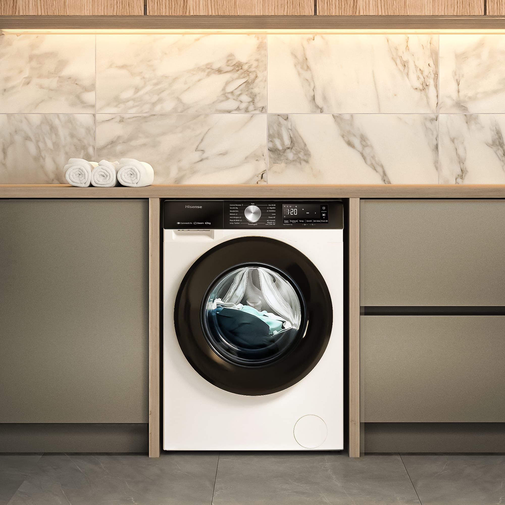Hisense - WD3S8043BW3 – Lavasecadora, Clase A, 8 kg/5 kg, 1400 rpm, Blanco