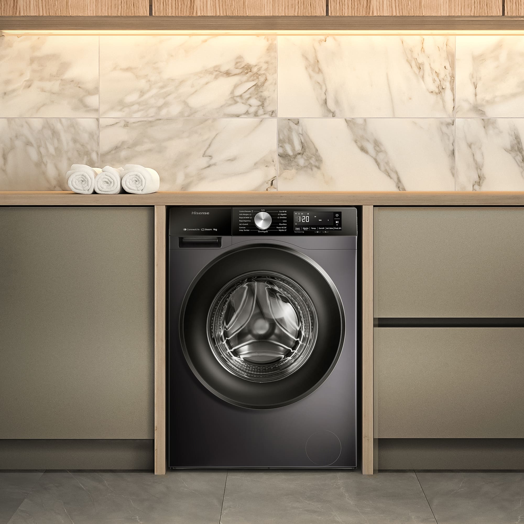 Hisense - WF3S9043BB3 – Lavadora, Clase A, 9 Kg, 1400 rpm, Negro