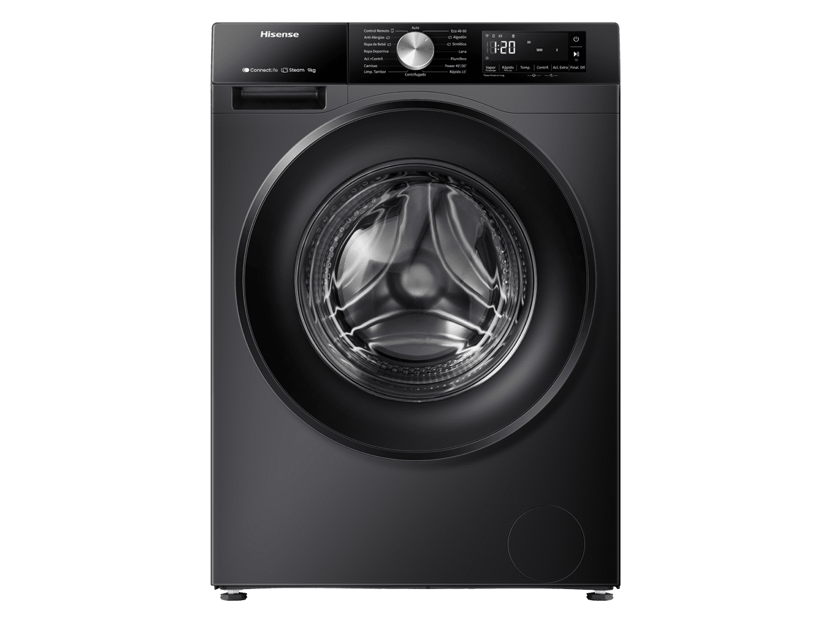 Hisense - WF3S9043BB3 – Lavadora, Clase A, 9 Kg, 1400 rpm, Negro, , 