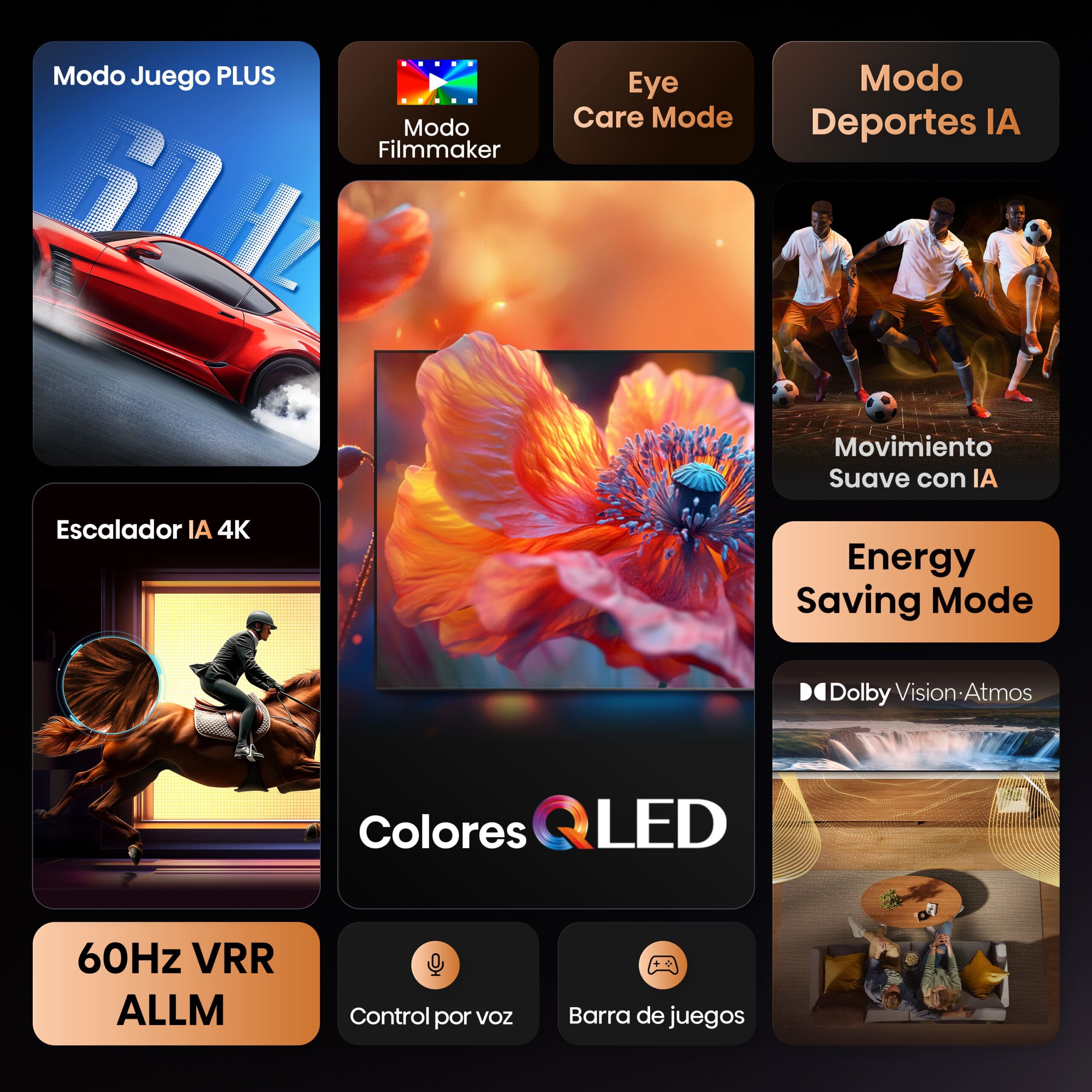 Hisense - Serie E7Q QLED TV 65E7Q Smart TV 65 pulgadas con Dolby Vision & Atmos