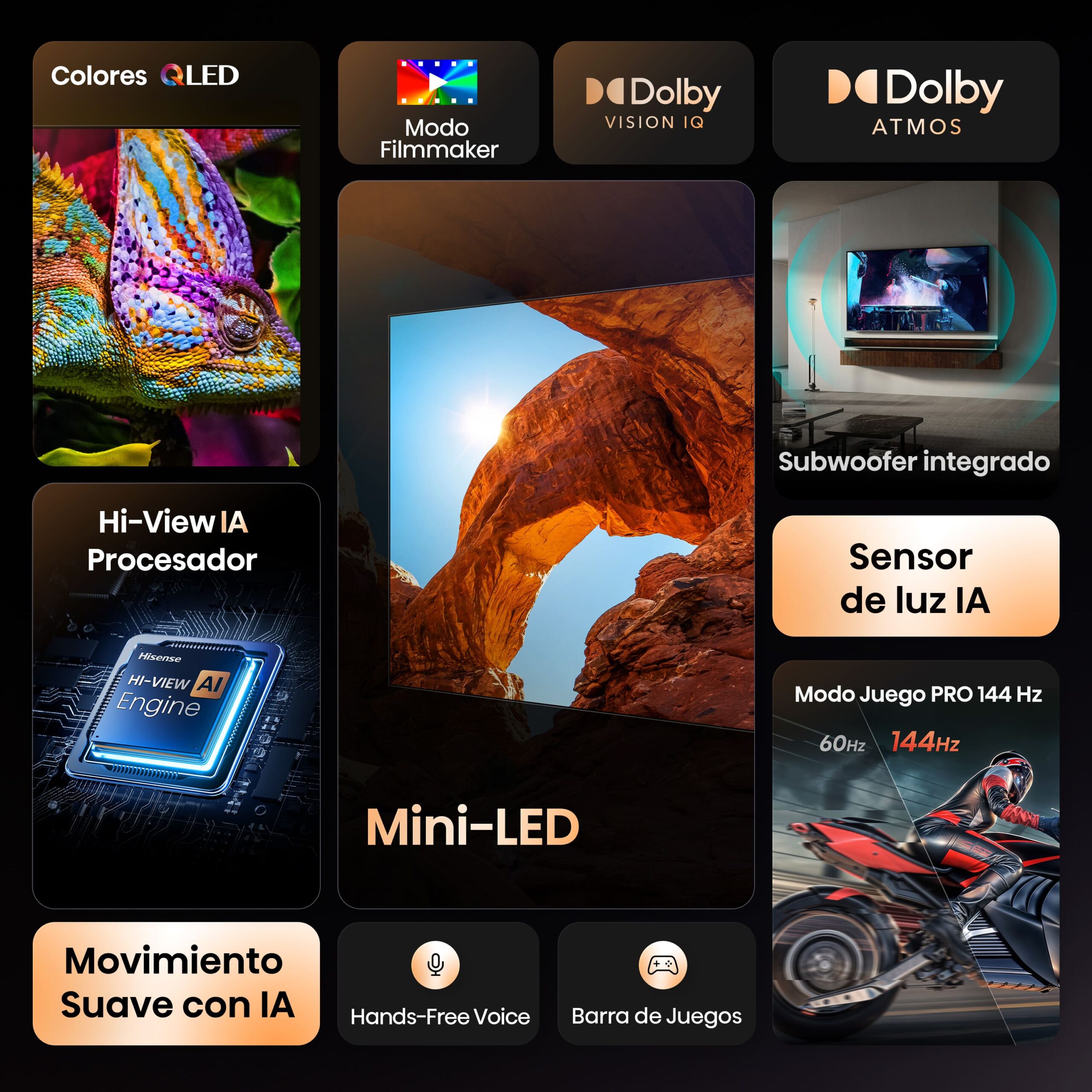 Hisense - Serie U7Q Mini-LED TV 65U7Q 65 pulgadas con Quantum Dot Colour