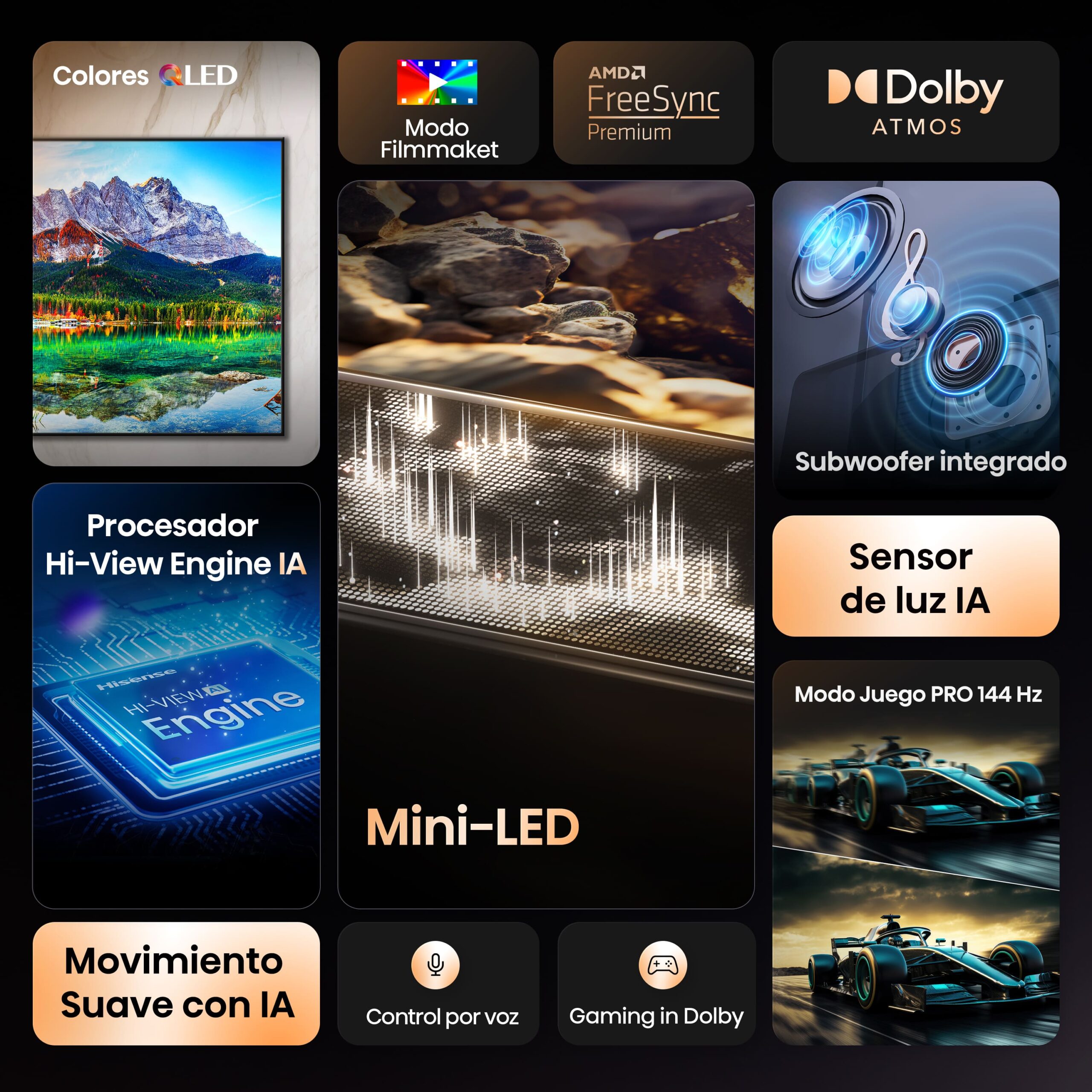 Hisense - Serie E8Q Mini-LED TV 65E8Q 65 pulgadas con Quantum Dot