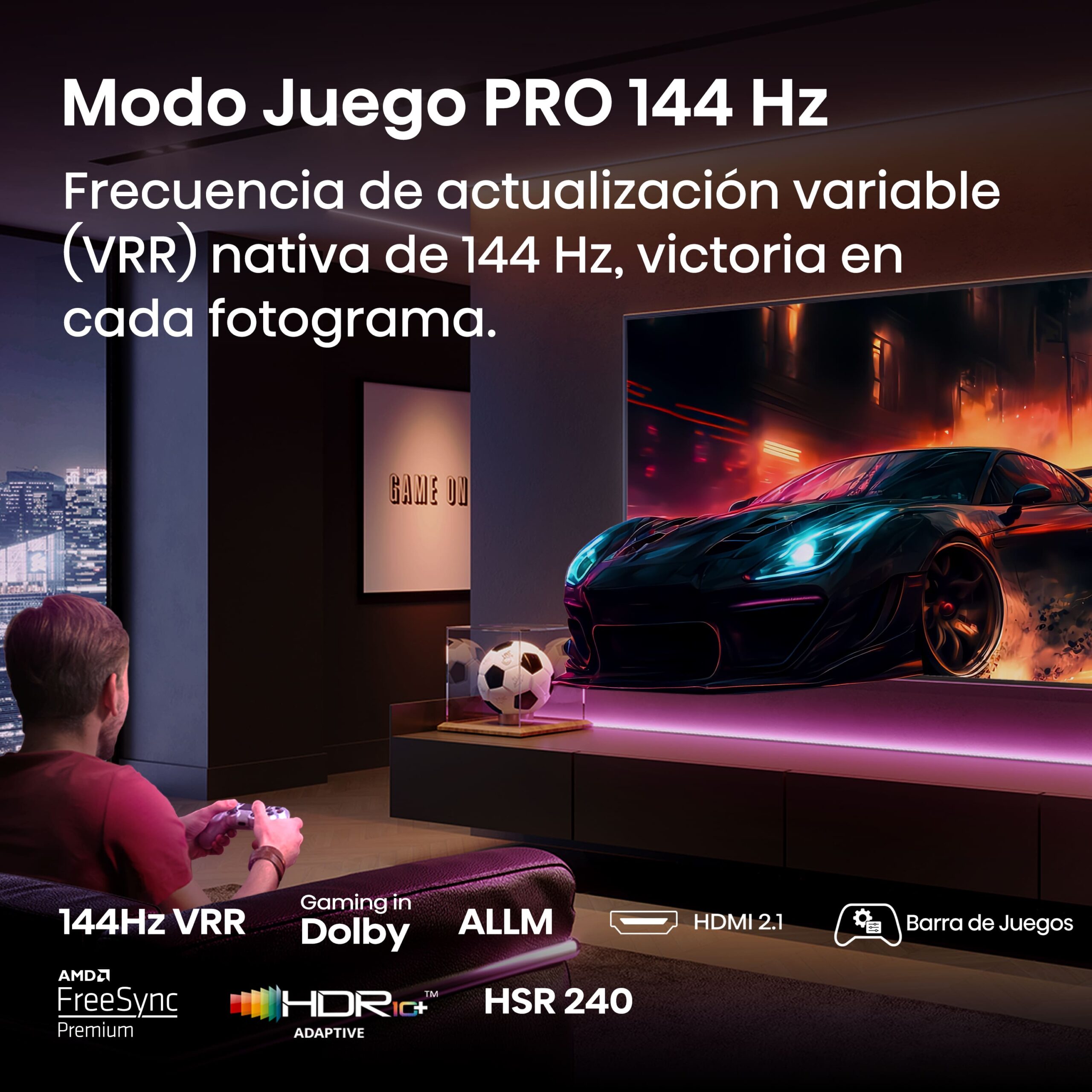 Hisense - Serie E7Q PRO QLED TV 65E7Q Pro Gaming TV 65 pulgadas con Modo Juego de 144Hz