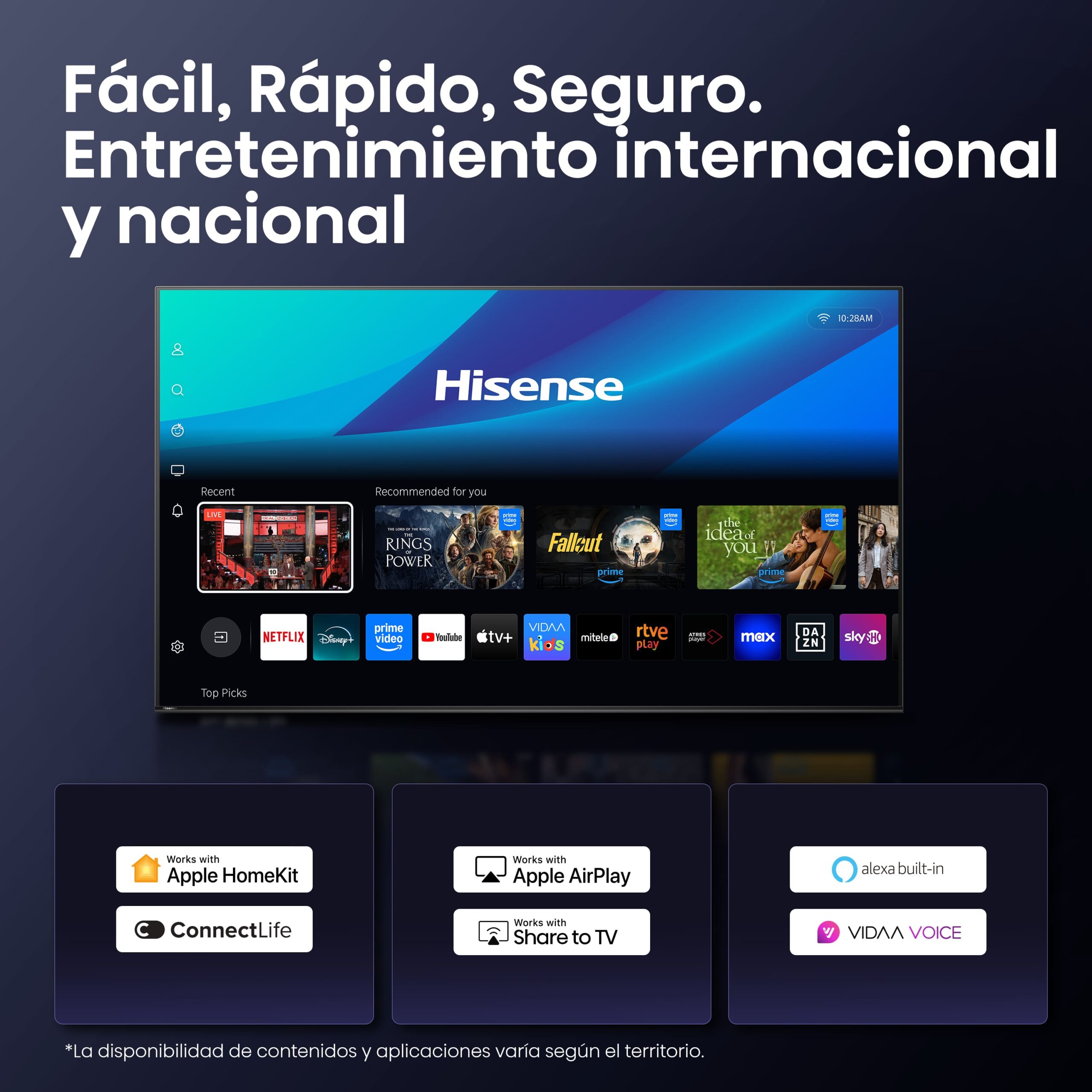 Hisense - Serie E7Q QLED TV 65E7Q Smart TV 65 pulgadas con Dolby Vision & Atmos