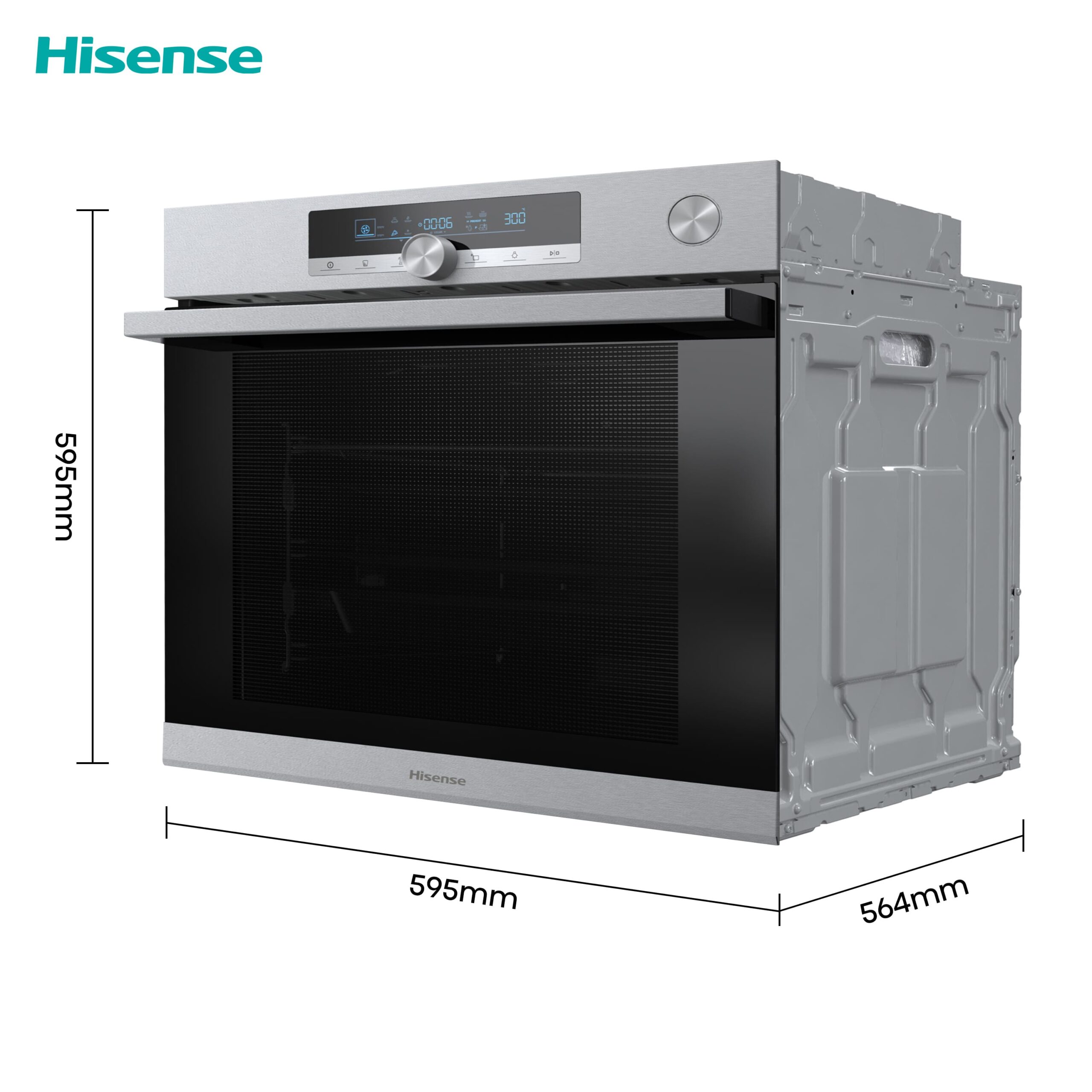 Hisense - BSA66334PX – Horno Pirolítico, Cocción Vapor Con Depósito, Clase A+, 77L, Inox