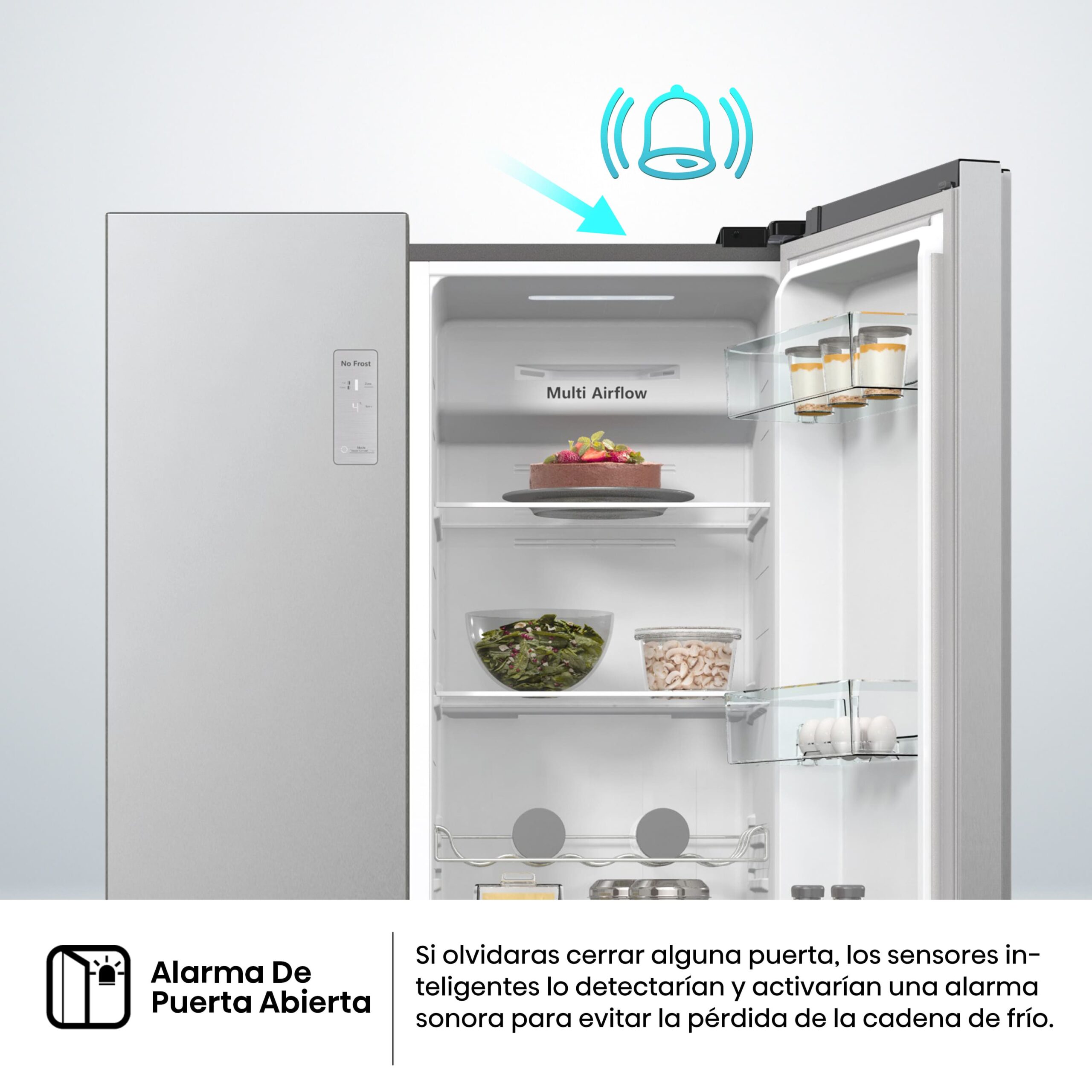 Hisense - RS711N4ACE – Frigorífico Americano Side By Side, Clase E , 550L, Inox