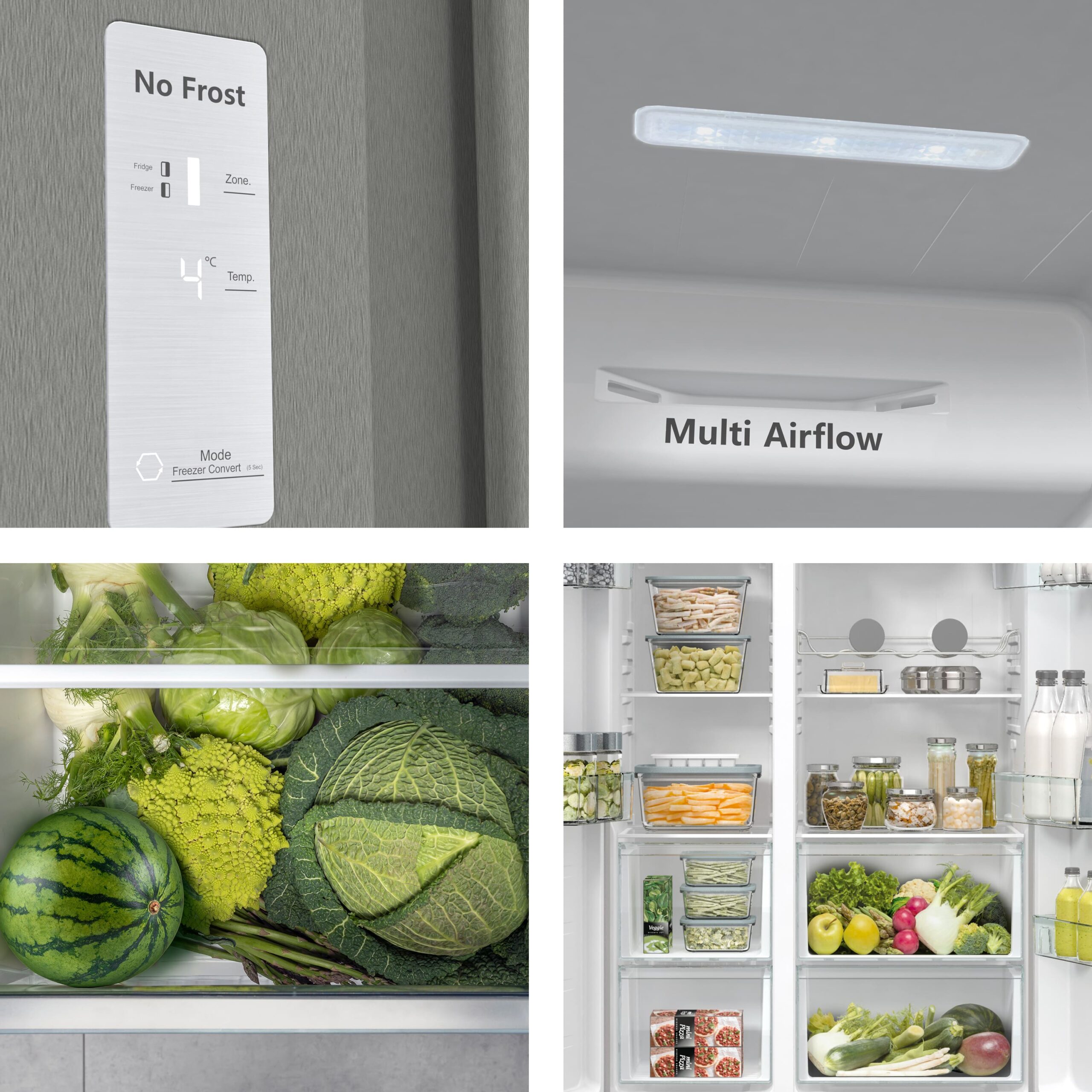 Hisense - RS711N4ACE – Frigorífico Americano Side By Side, Clase E , 550L, Inox
