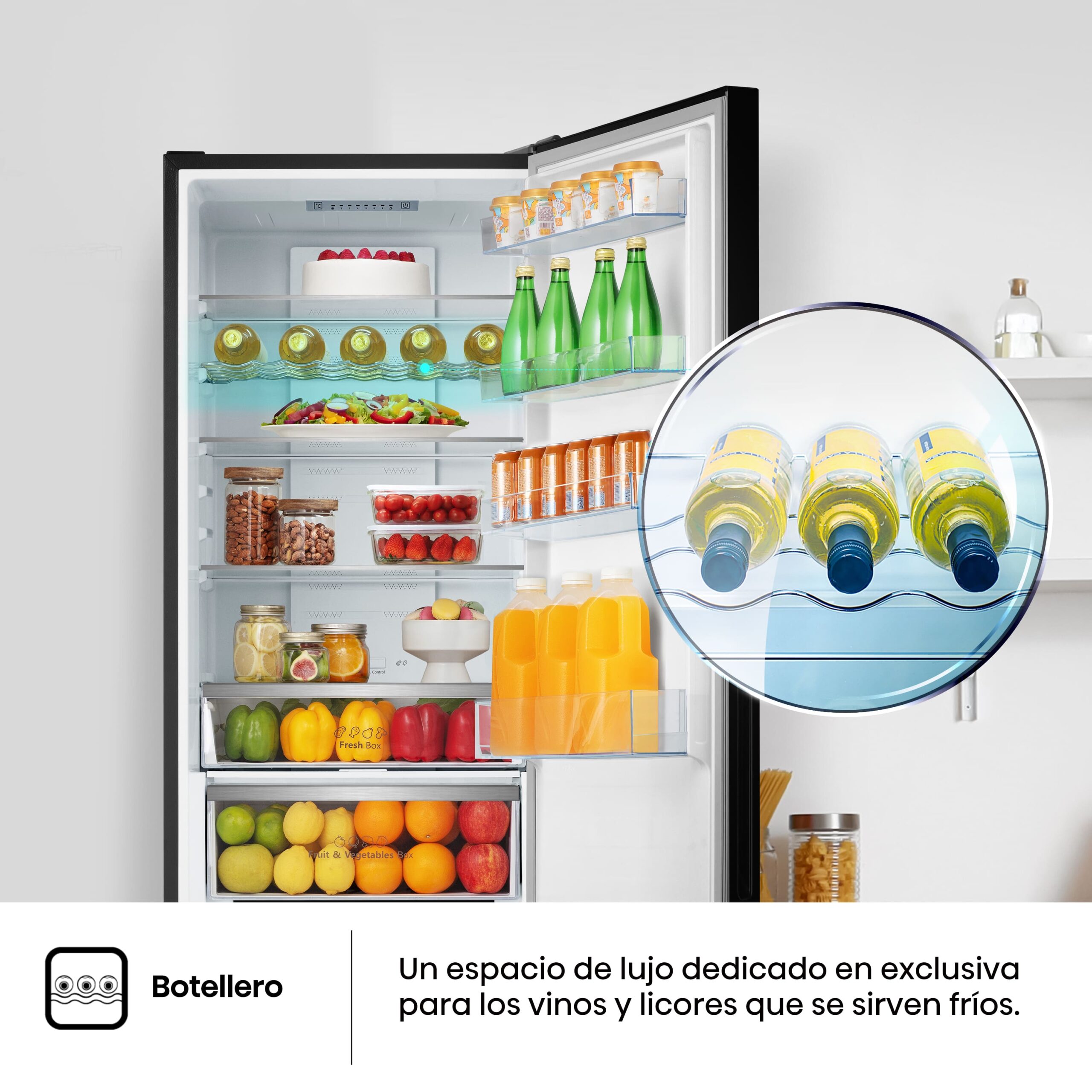 Hisense - RB440N4GBD – Frigorífico Combi 2 Puertas, Clase D , 336L, Cristal Negro