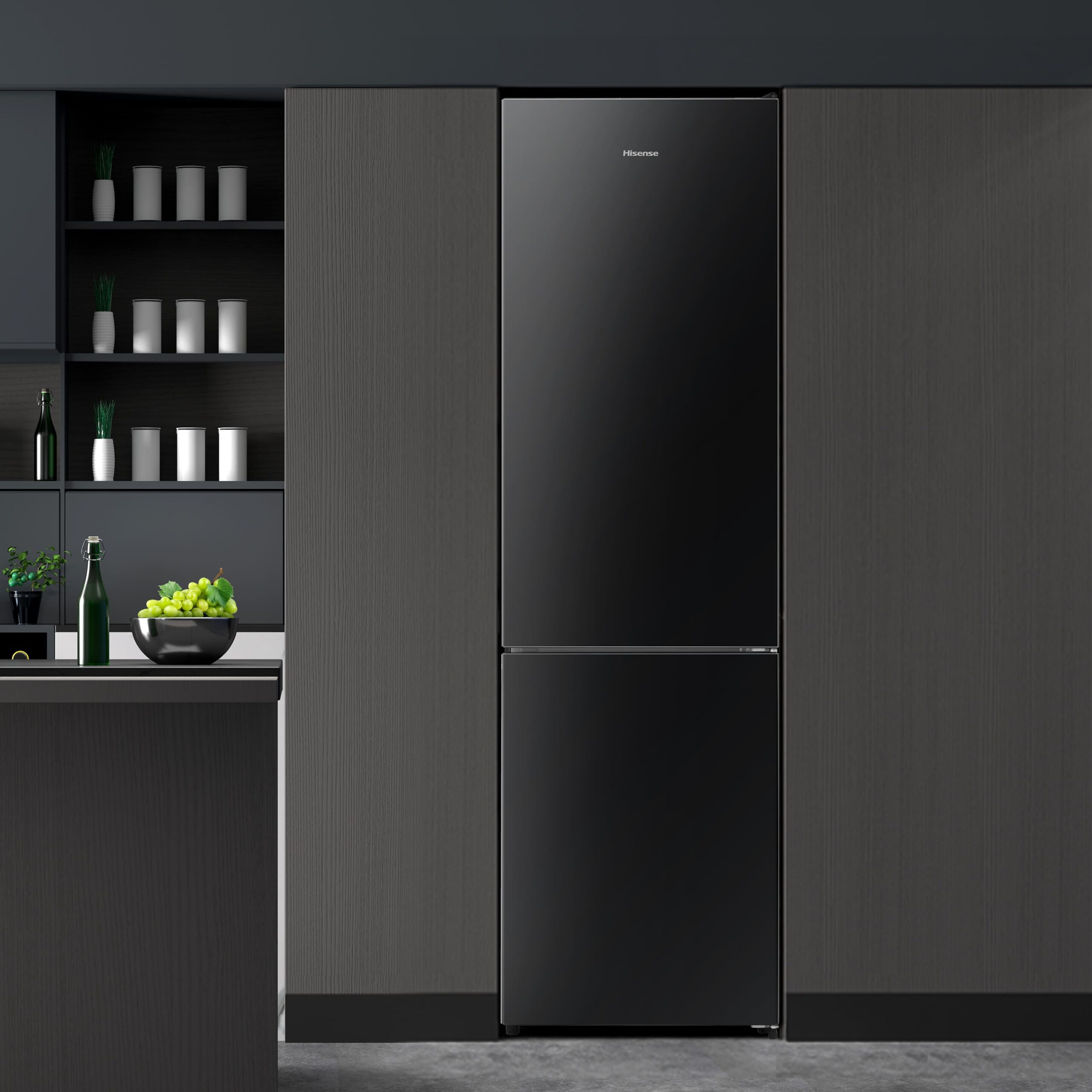 Hisense - RB440N4GBD – Frigorífico Combi 2 Puertas, Clase D , 336L, Cristal Negro