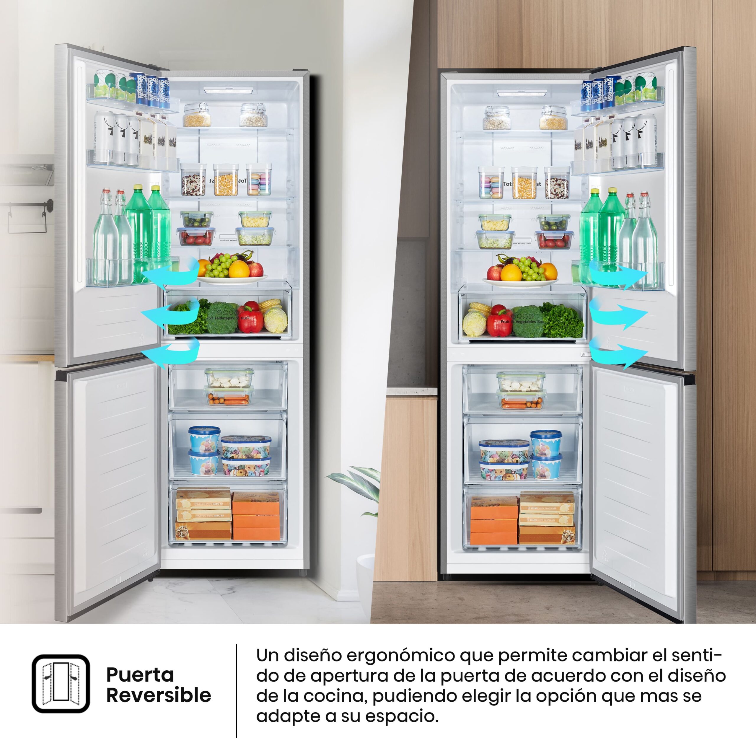 Hisense - RB390N4BCC – Frigorífico Combi 2 Puertas, Clase C , 304L, Inox