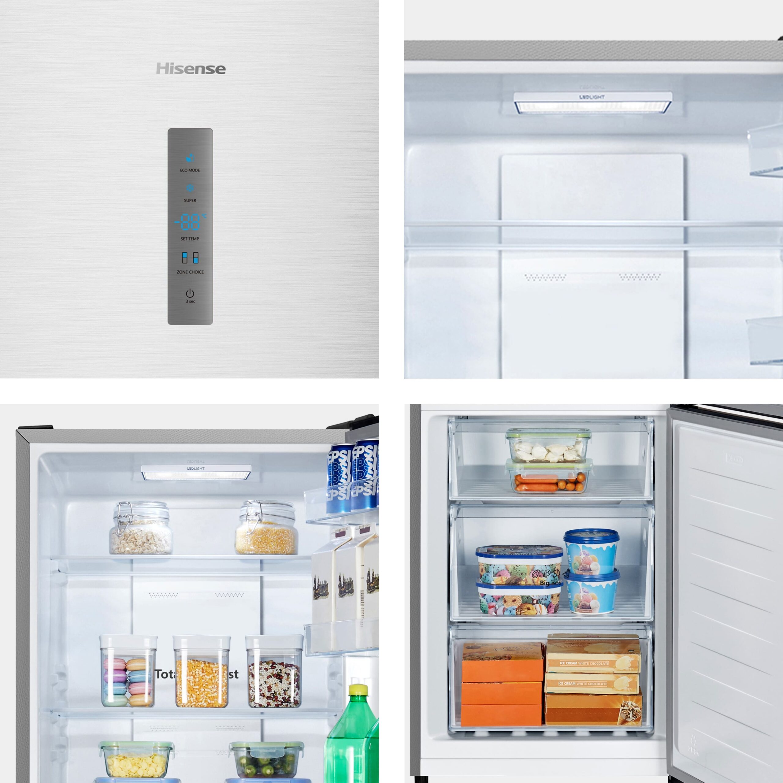 Hisense - RB390N4BCC – Frigorífico Combi 2 Puertas, Clase C , 304L, Inox