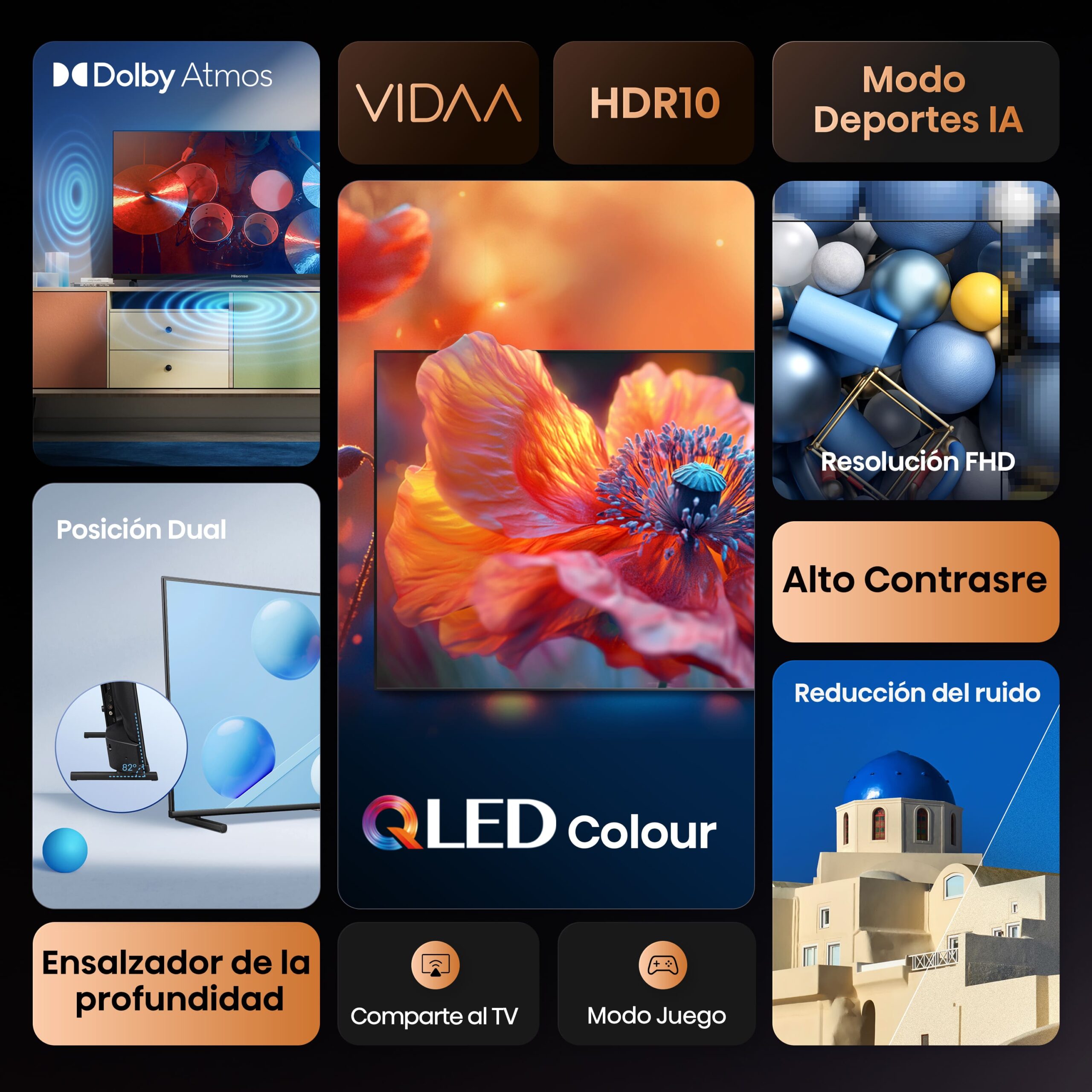 Hisense - Serie A5Q QLED TV 40A5Q Smart TV 40 Pulgadas TV con Dolby Atmos