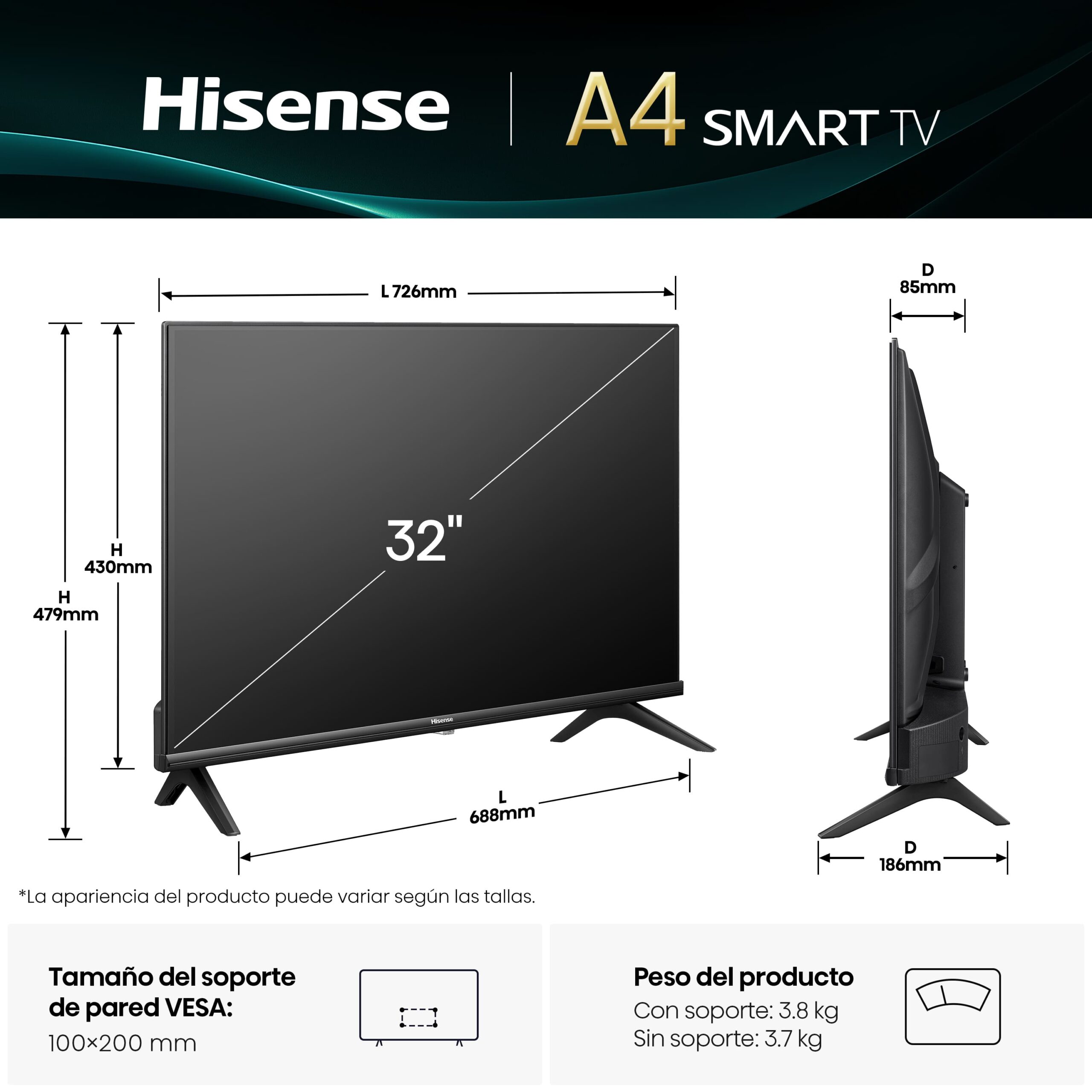 Hisense - Serie A4Q Smart TV 40A4Q HD 40 pulgadas, televisión con Modo Juego