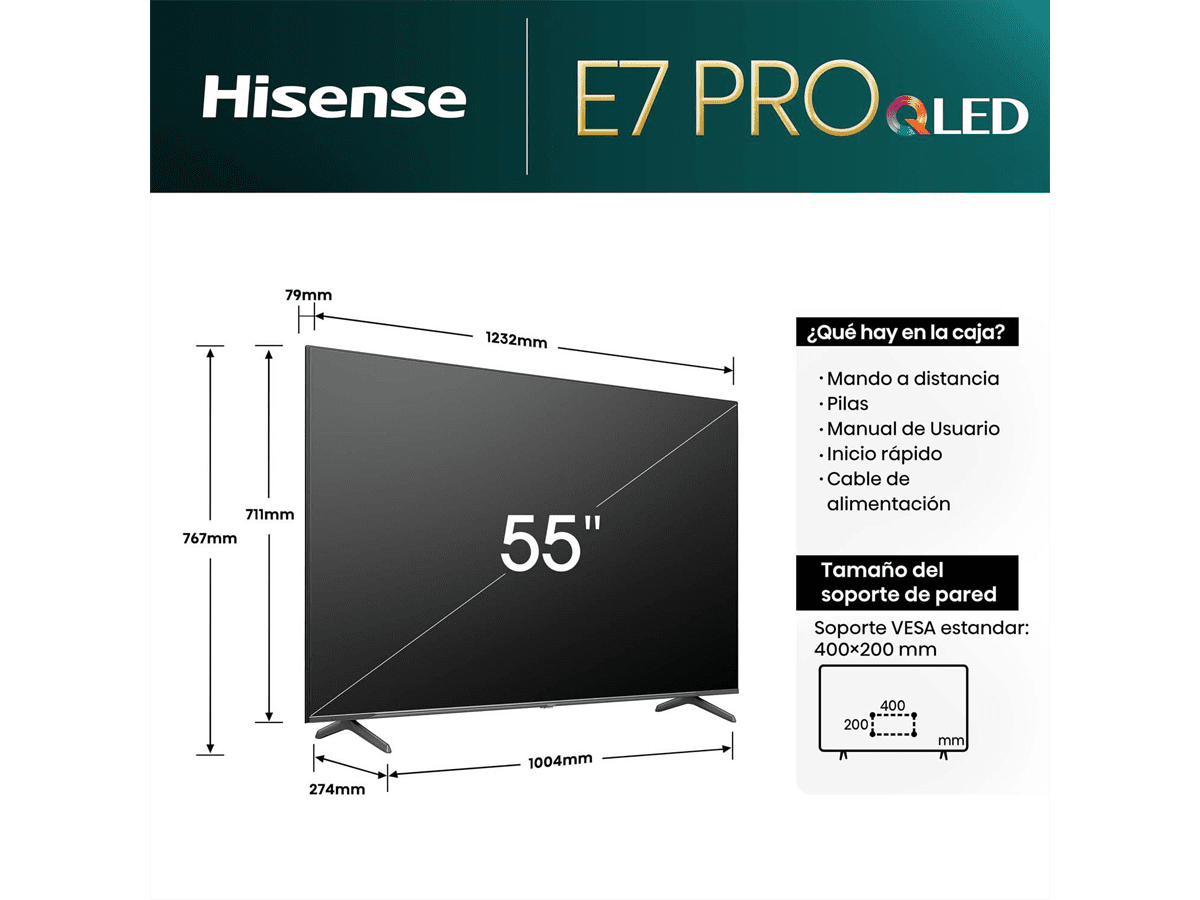 Hisense - Serie E7NQ Pro QLED 55E7NQ Pro 55 pulgadas, Gaming TV