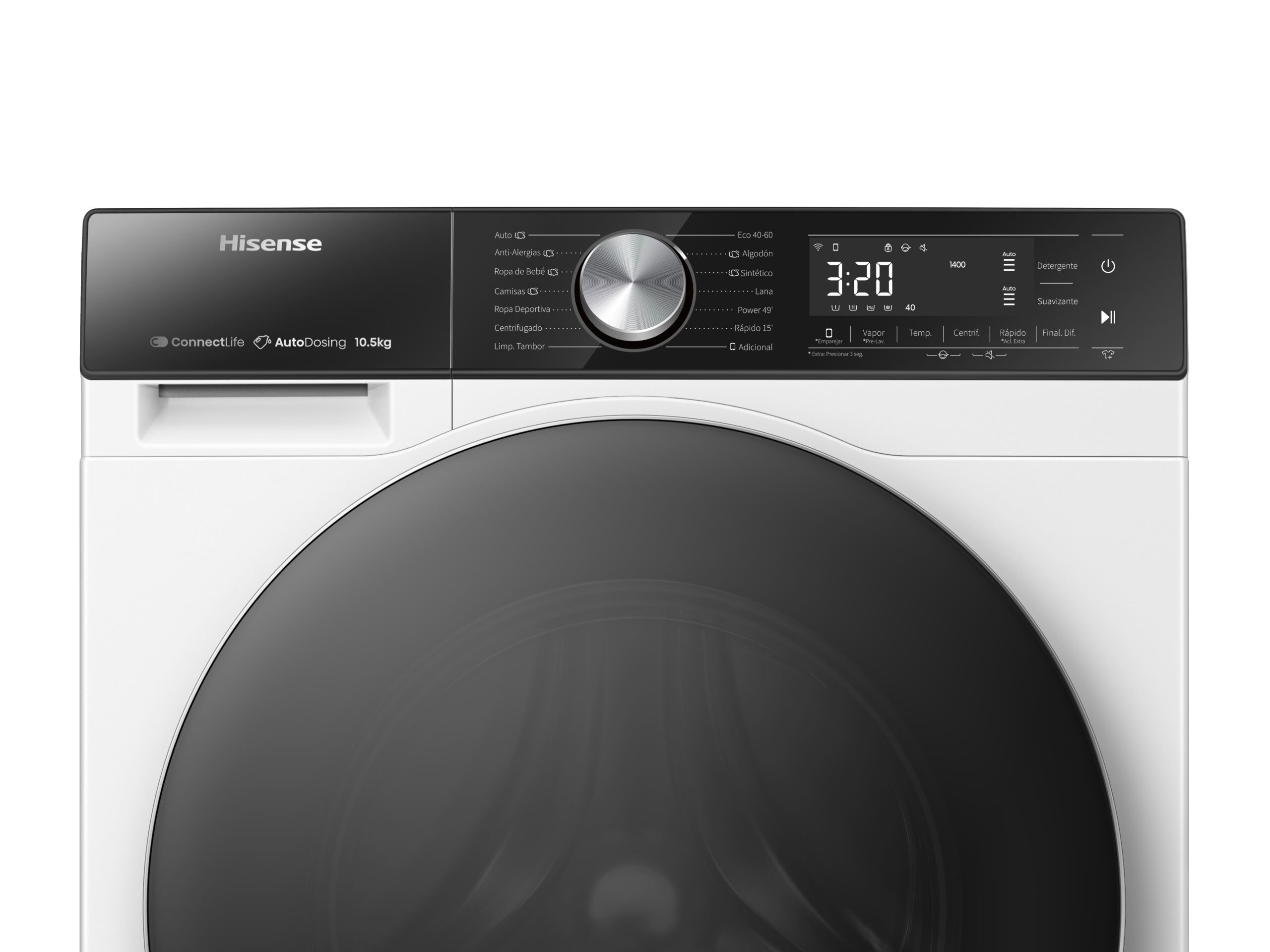 Hisense - WF5S1045BW – Lavadora, Clase A, 10,5 Kg, 1400 rpm, Blanco
