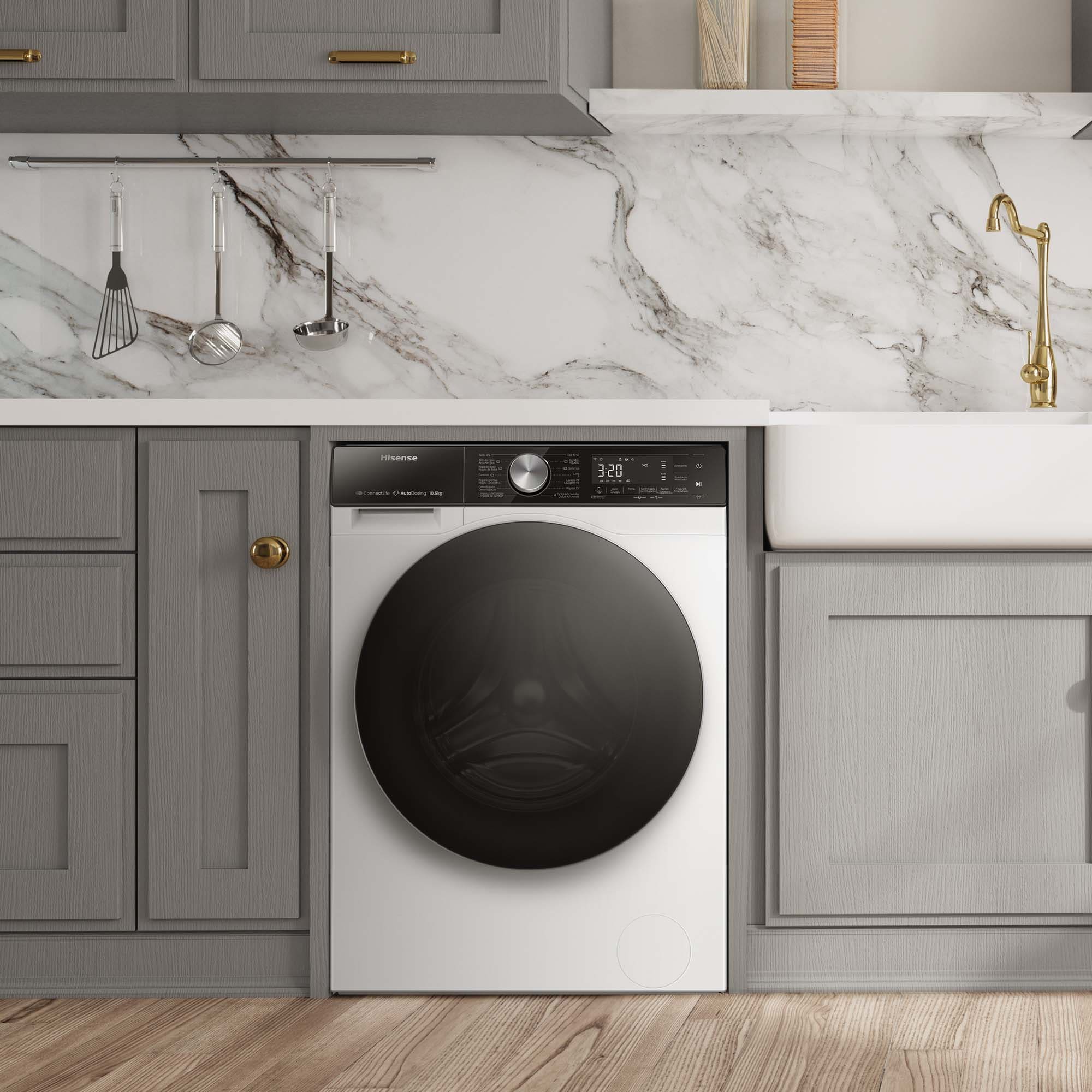Hisense - WF5S1045BW – Lavadora, Clase A, 10,5 Kg, 1400 rpm, Blanco