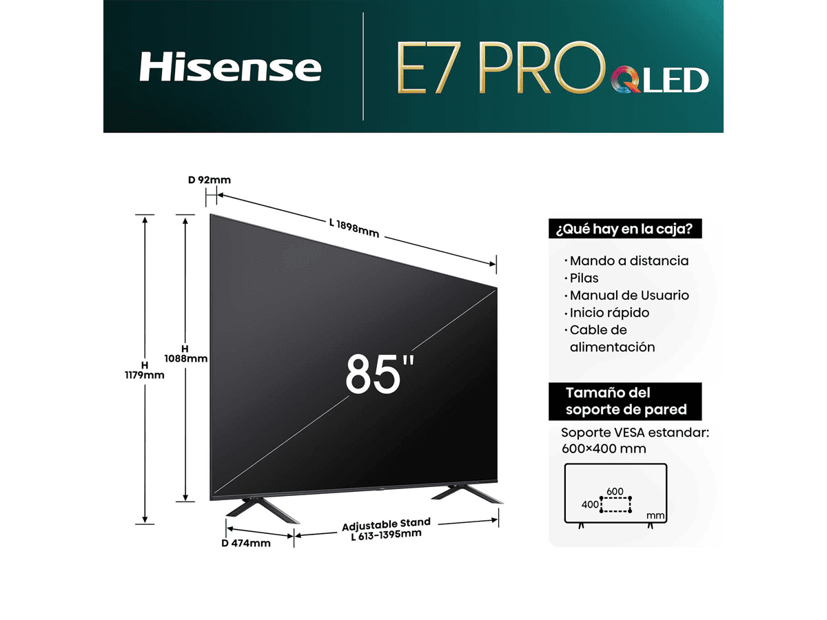 Hisense - QLED 85E7NQ Pro, Gaming TV