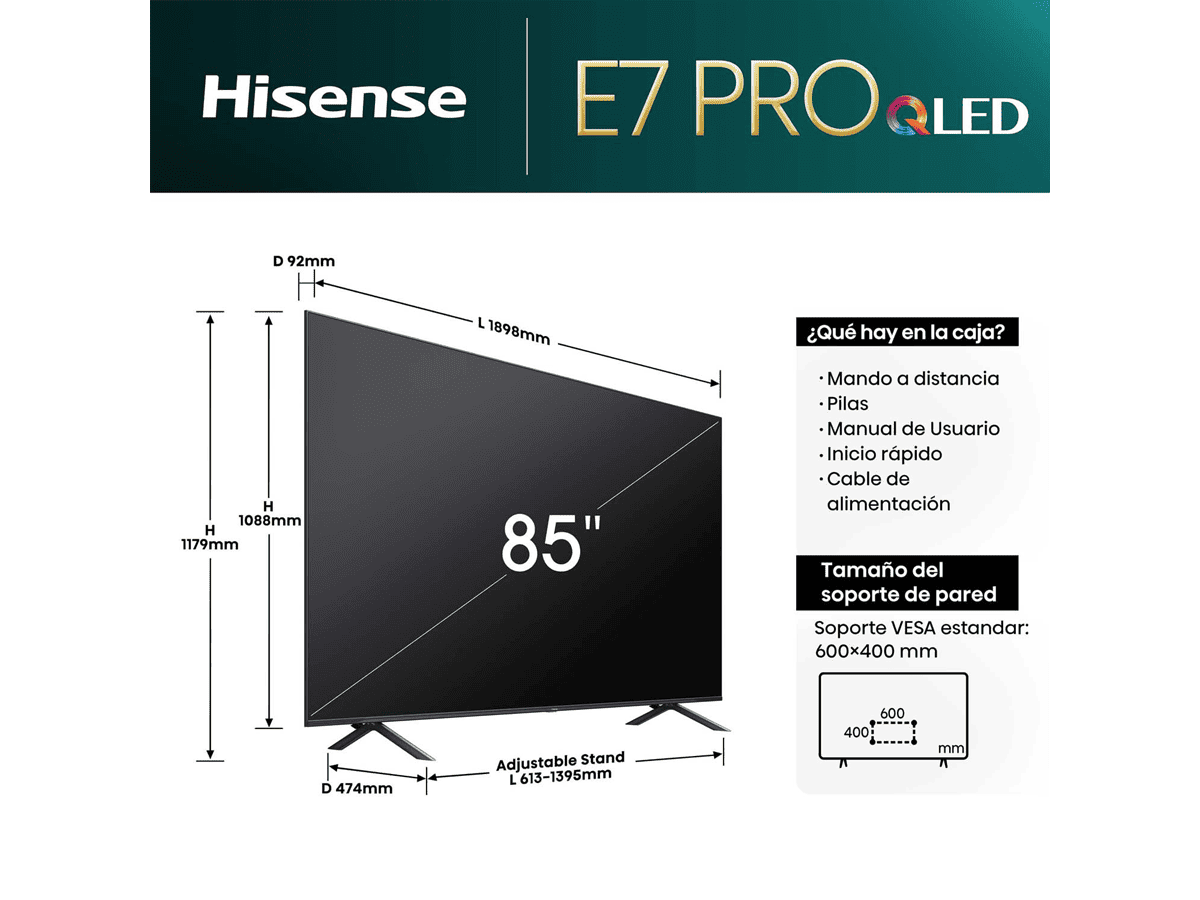 Hisense - Serie E7NQ Pro QLED 85E7NQ Pro 85 pulgadas, Gaming TV