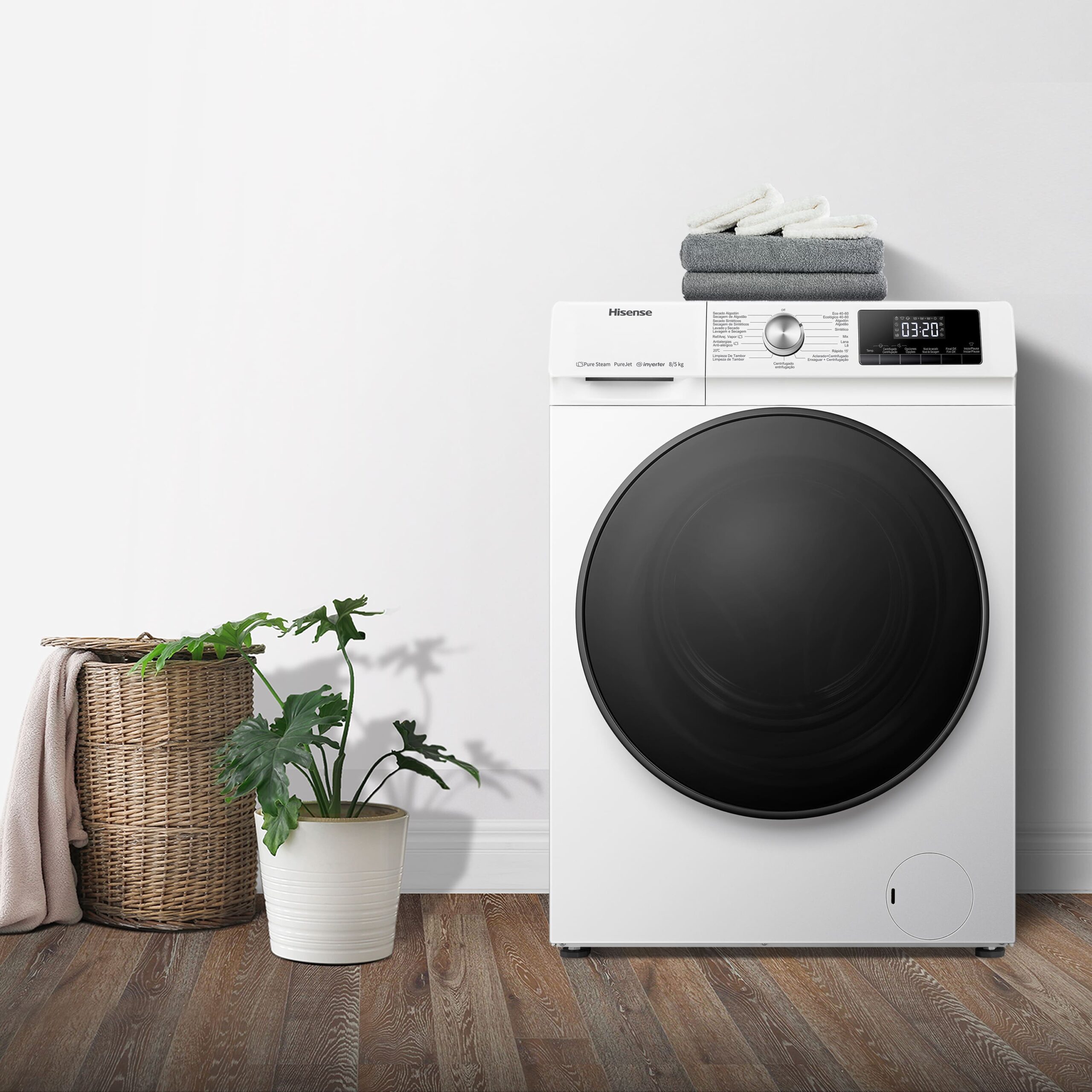 Hisense - WDQA8014EVJM – Lavasecadora, Clase A, 8 kg/5 kg, 1400 rpm, Blanco