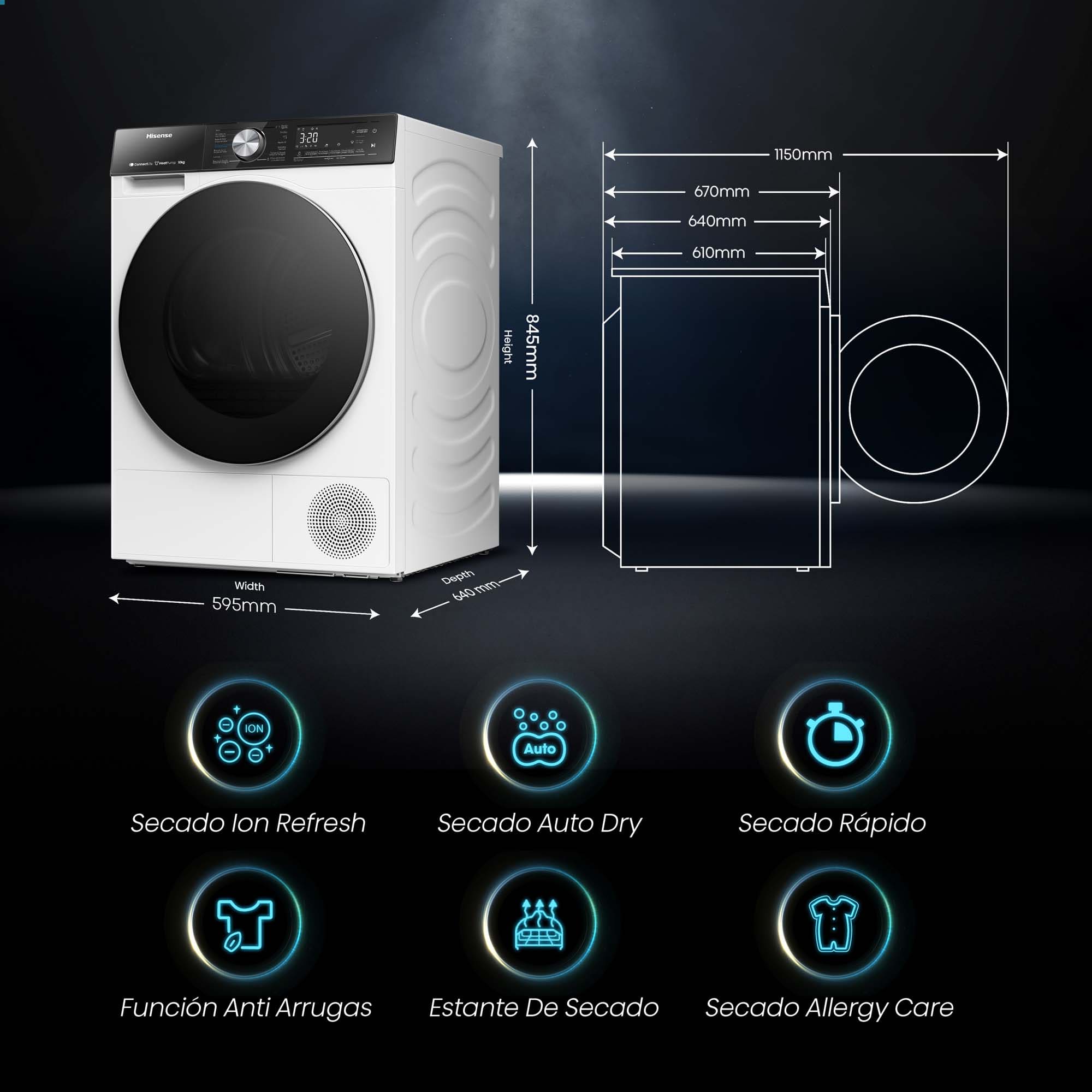 Hisense - DH5S102BW – Secadora,  Clase A+++, 10 Kg, Blanco