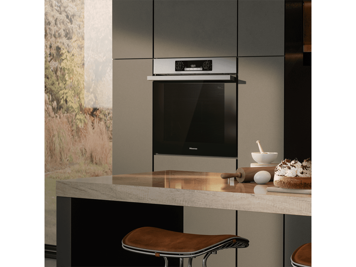 Hisense - BI64213E14PX – Horno Pirolítico, Clase A+, 77L, Inox
