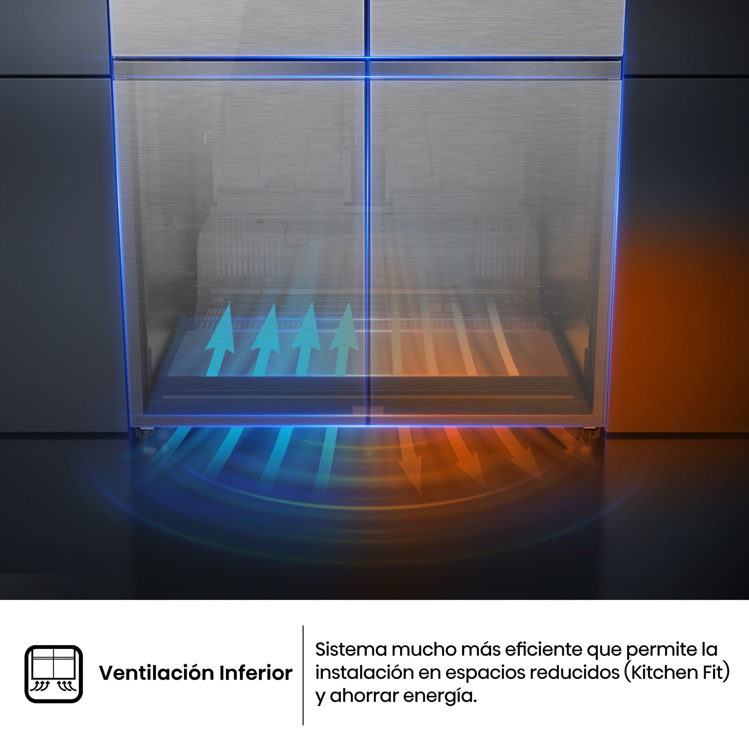 Hisense - RQ5P605NSVE – Frigorífico Americano 4 Puertas  Kitchen Fit, Clase E, Capacidad 591L, Color Cristal Inox