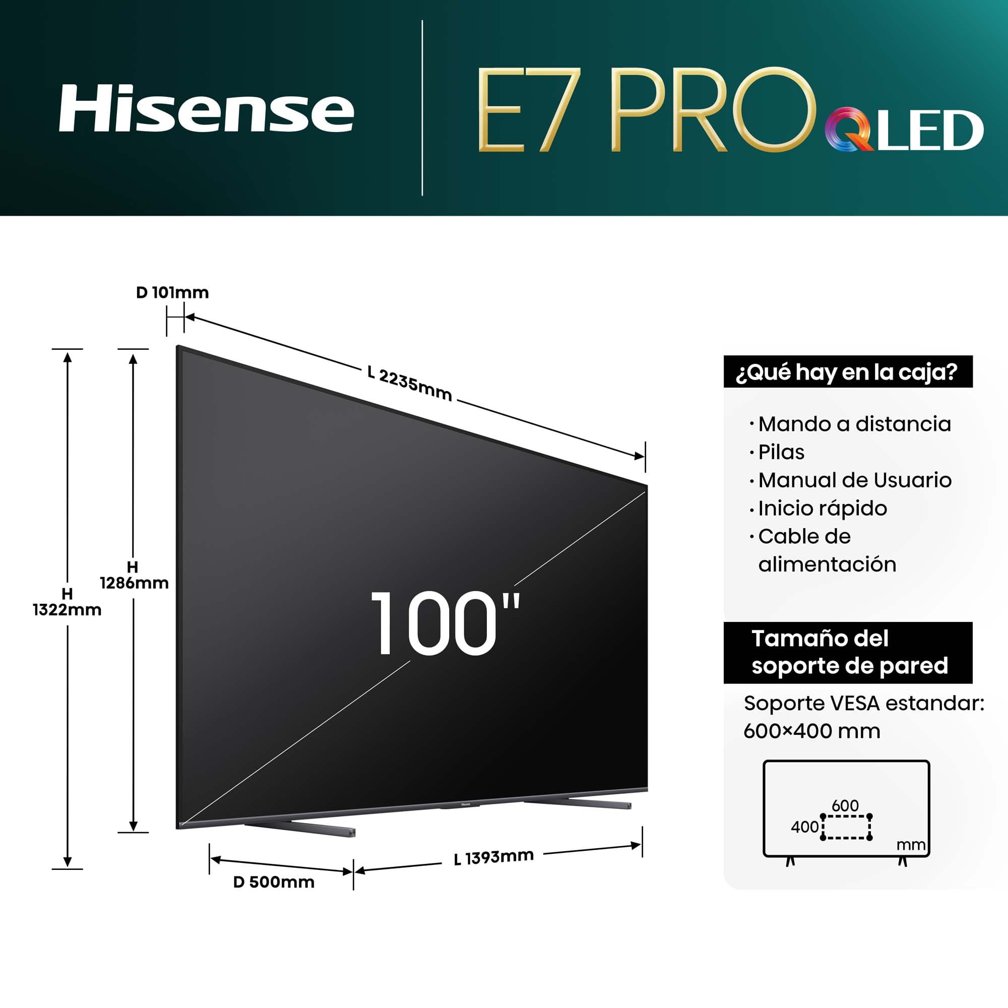Hisense - Serie E7NQ Pro QLED 100E7NQ Pro 100 pulgadas, Gaming TV