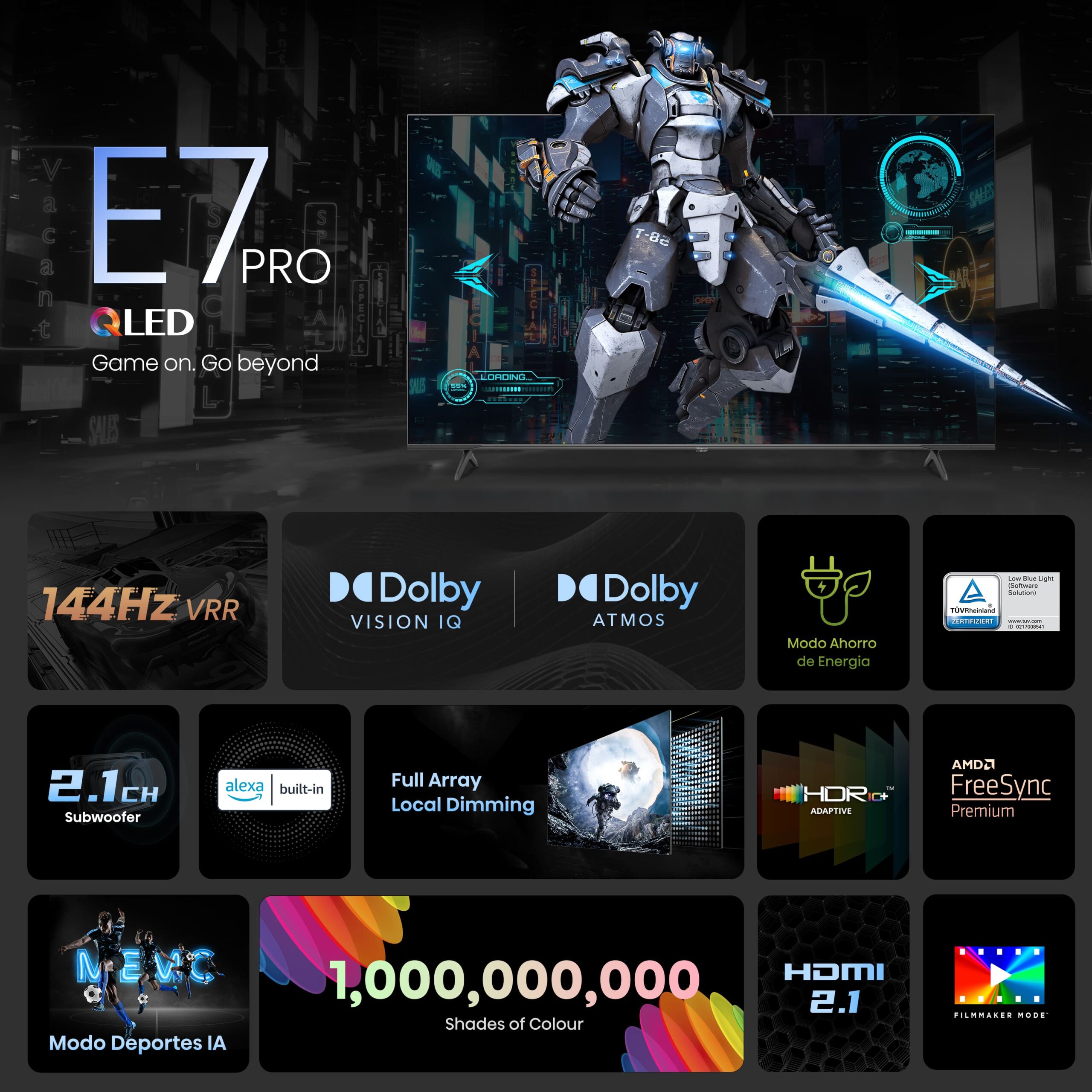 Hisense - Serie E7NQ Pro QLED 100E7NQ Pro 100 pulgadas, Gaming TV