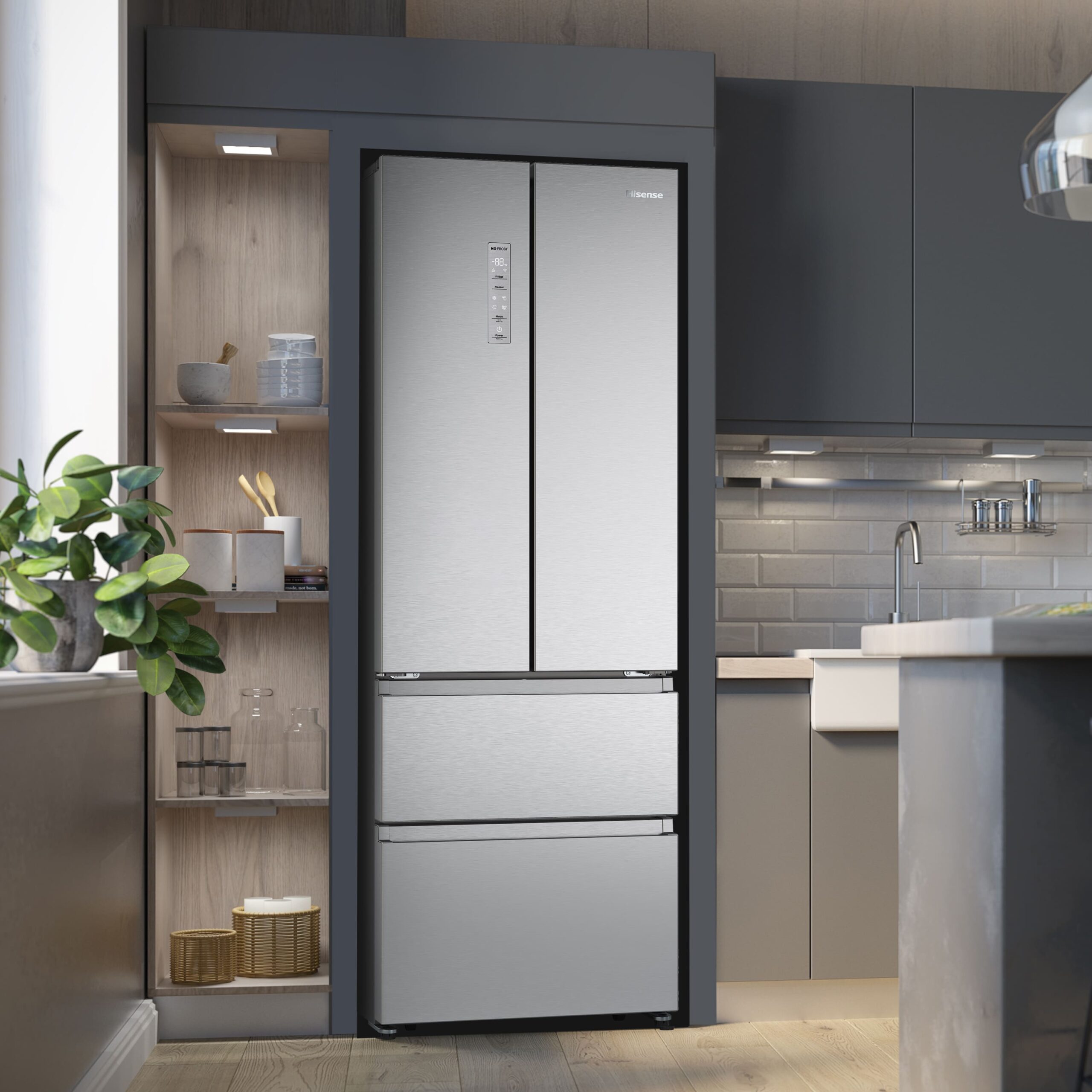 Hisense - RF632N4AIC1 – Frigorífico Combi Cajón Frances, Clase C , Capacidad 485L, Color Inox